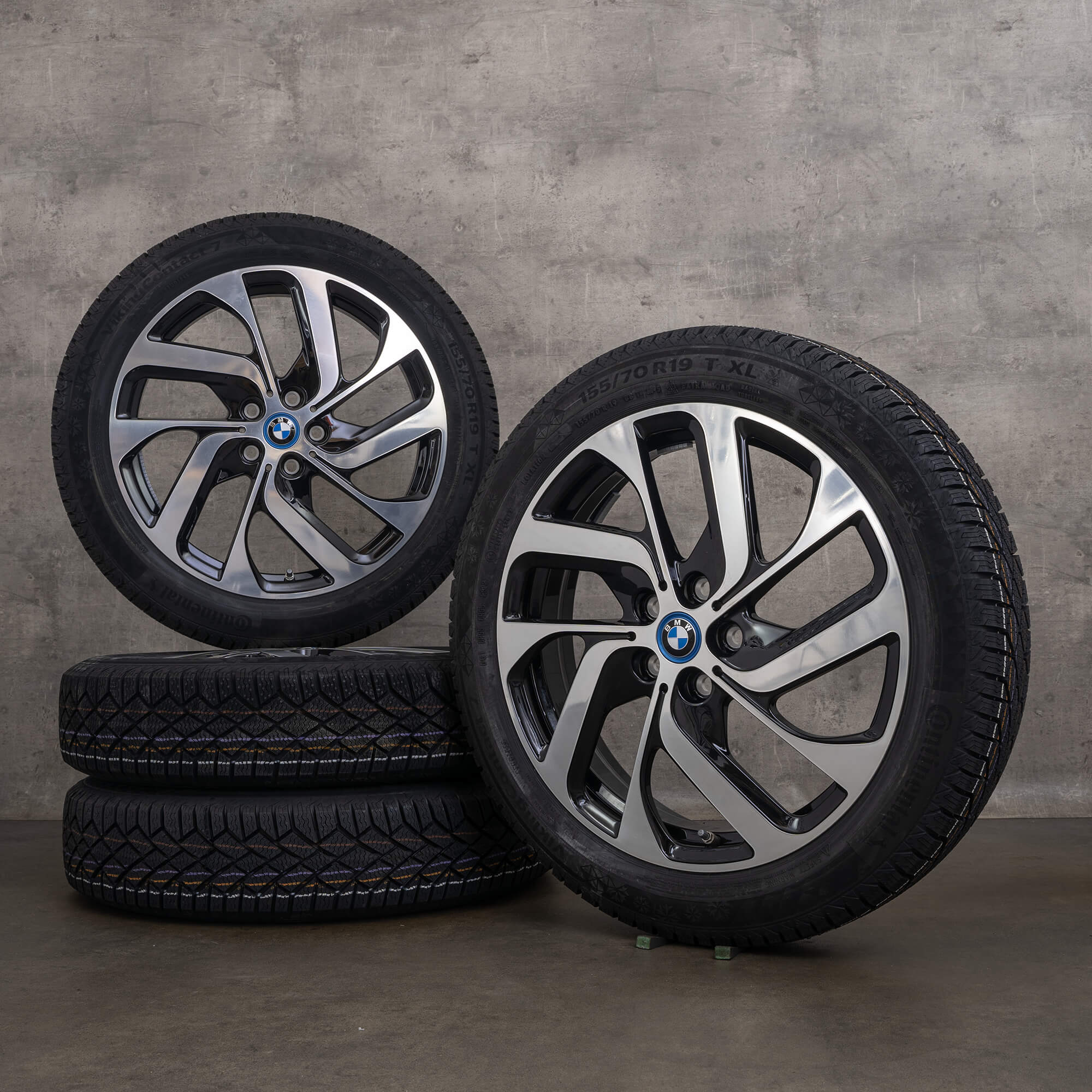 Original BMW i3 Felgen 19 Zoll I01 Winterräder 6856894 Styling 428 Turbinendesign jet black glanzgedreht NEU