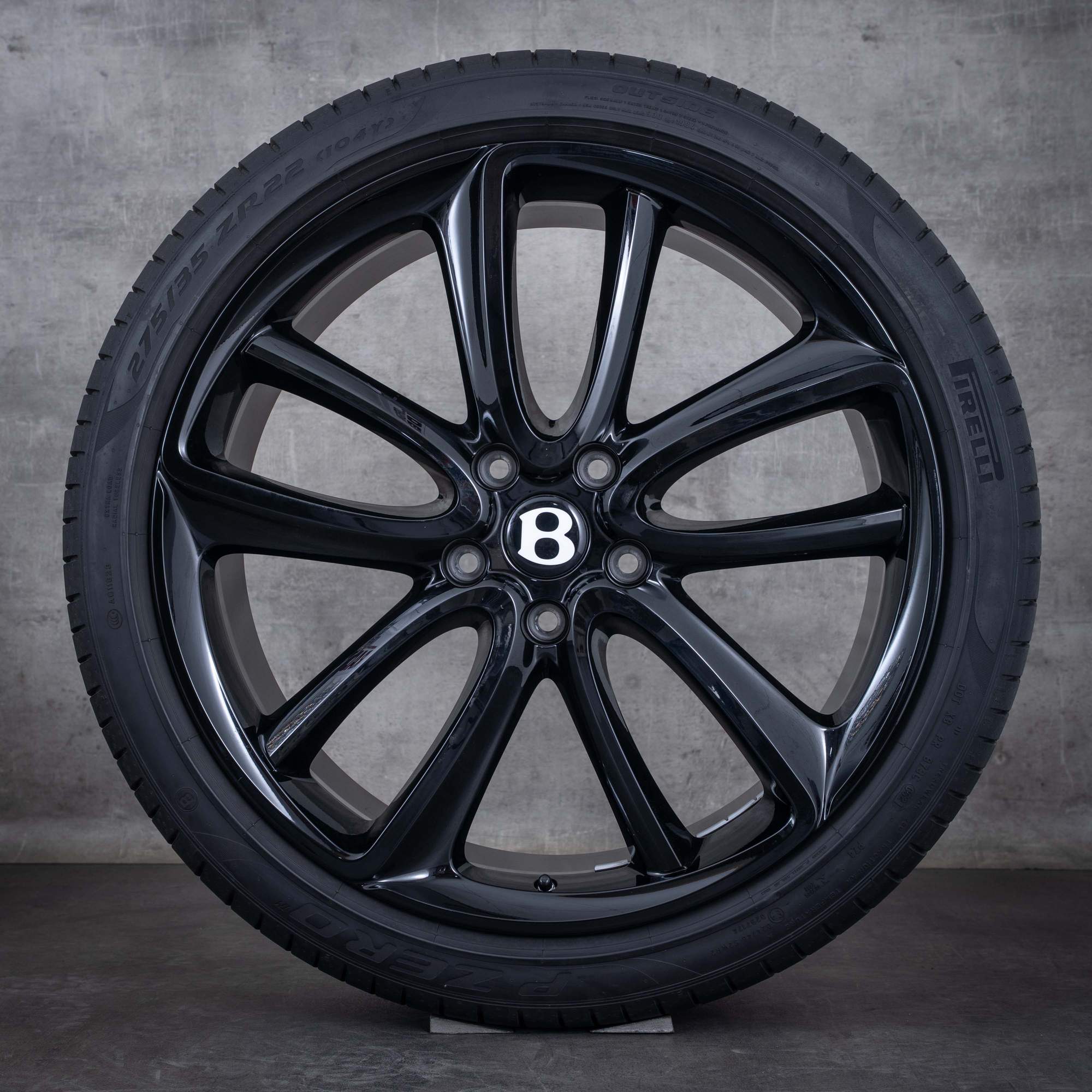 Alkuperäiset Bentley GT GTC Flying Spur 3S vanteet 22 tuuman kesäpyörät 3SA601025BD 3SA601025BF musta kiiltäväpintainen