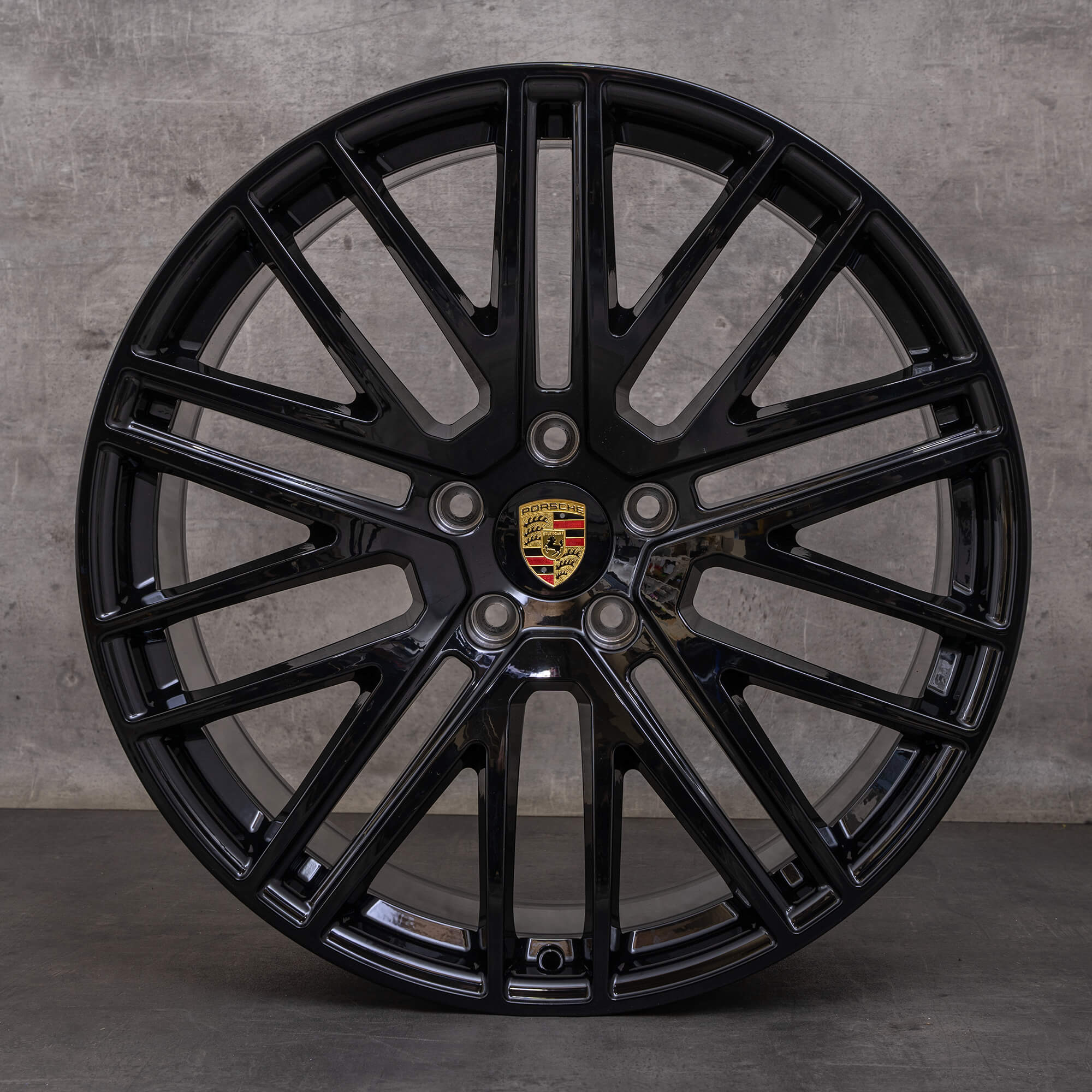 Alkuperäiset Porsche Cayenne Coupé 9YA II -vanteet 22 tuumaa 9Y0601025DR 9Y3601025CA kiiltävä musta UUDET