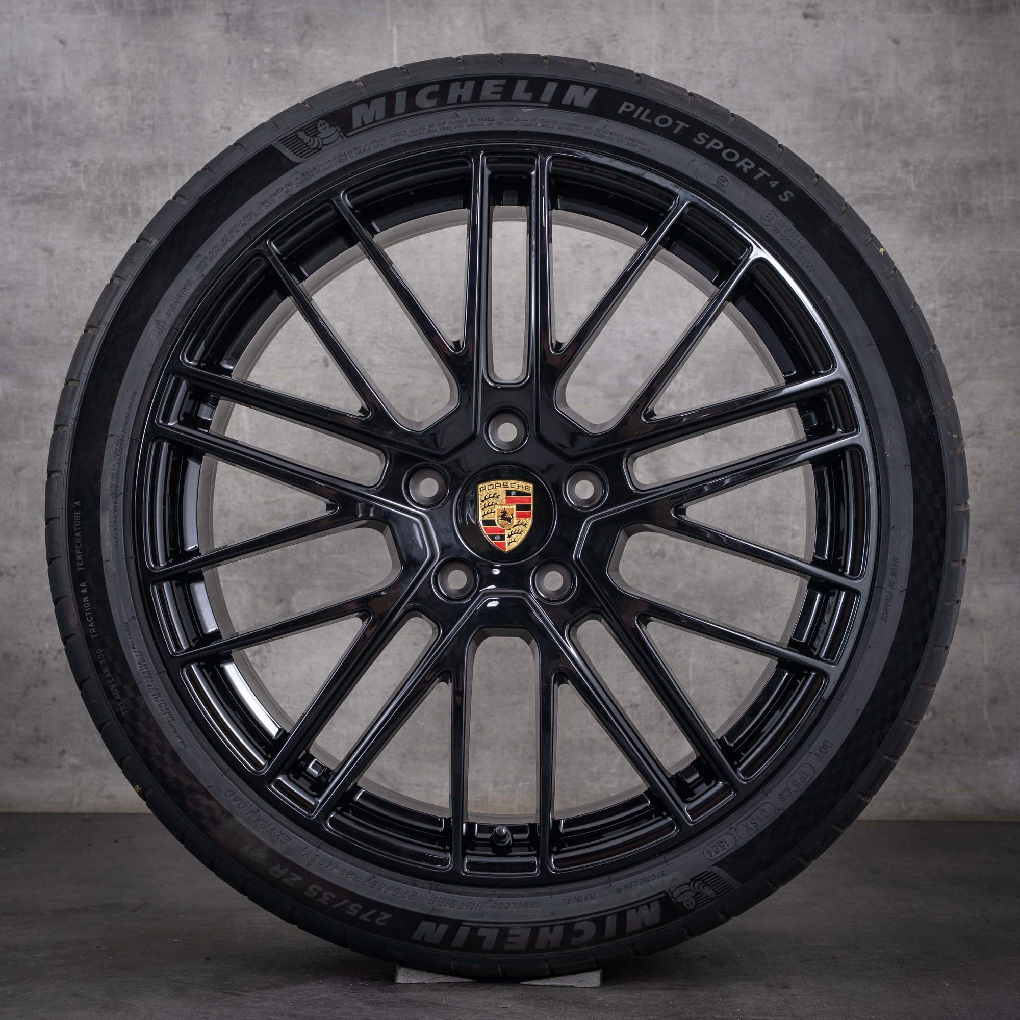 Alkuperäiset Porsche Panamera 971 -vanteet 21 tuumaa G2-kesärenkaat 971601025AL 971601025AN 911 Turbo -malli kiiltävä musta