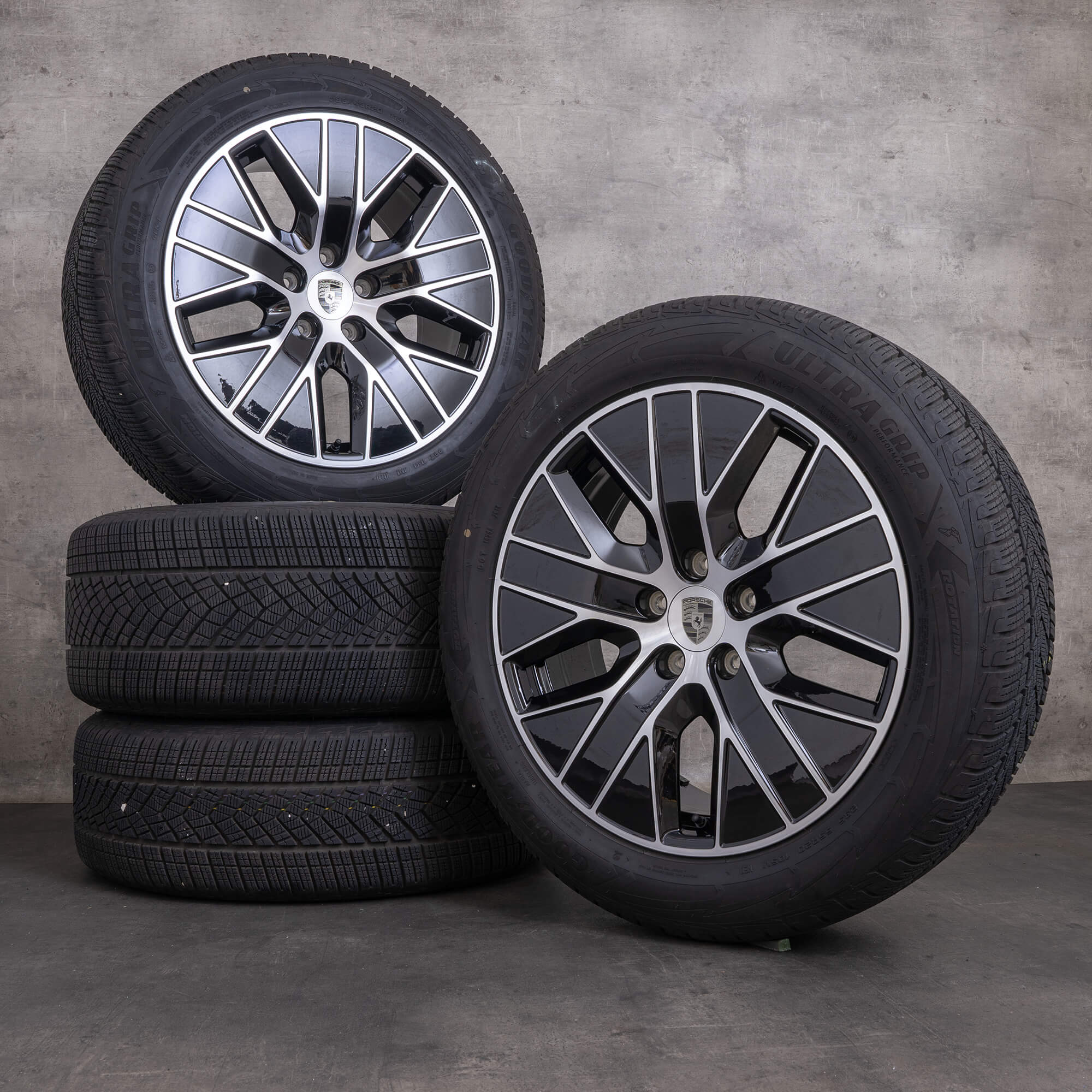 OEM Porsche snow tire packages 20 inch Macan Electric rims 95C601025AM 95C601025AN black glossy turned