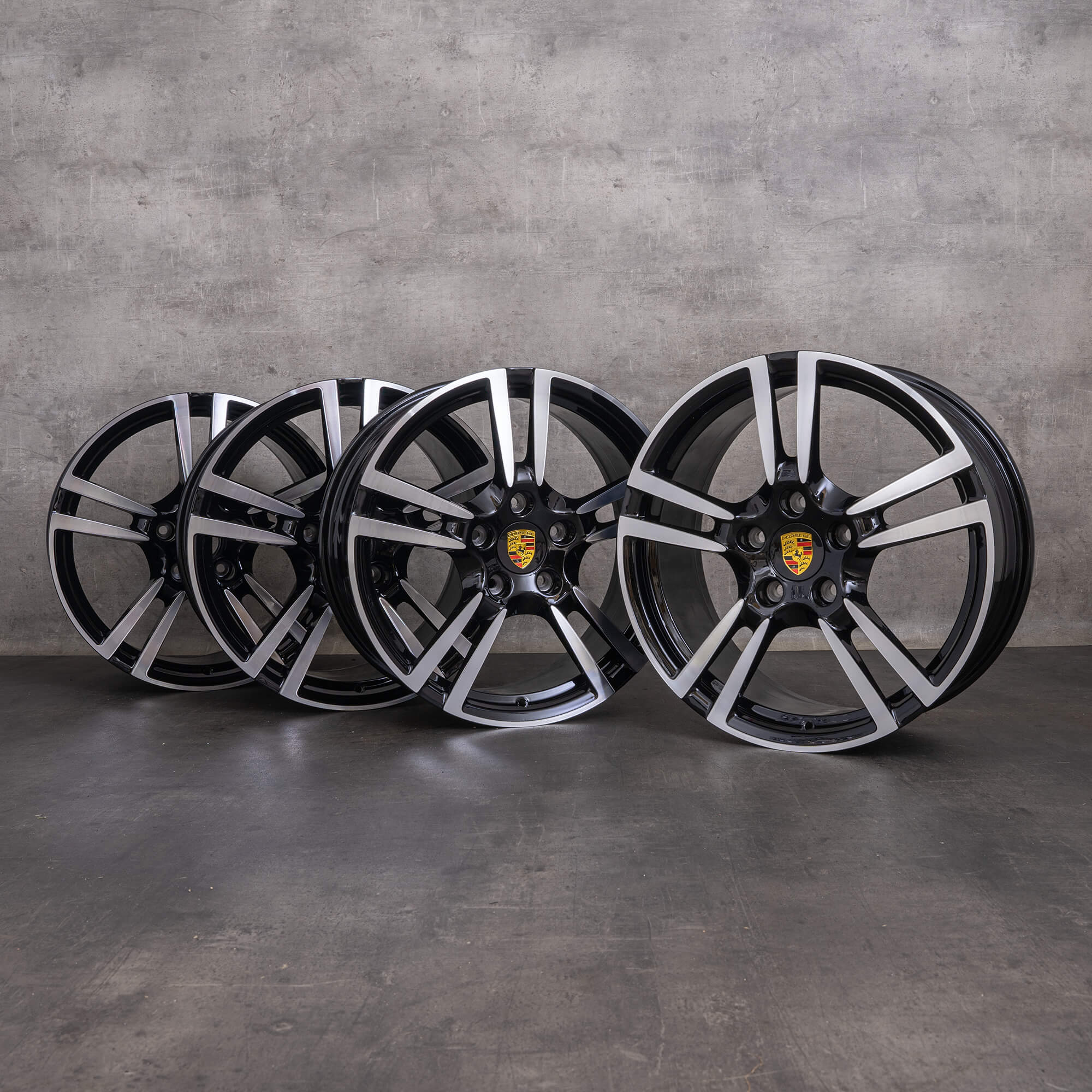 OEM Porsche 911 Rims 19 inch 997 Carrera 4 & 4S 99736215702 99736216302 black glossy turned