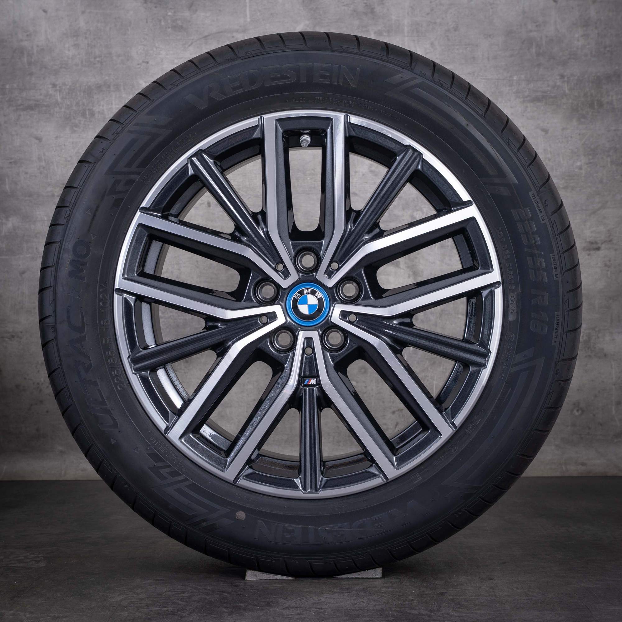 Orijinal BMW X1 iX1 X2 iX2 Jantlar 18 inç U11 U10 Yaz Lastikleri Stil 838 M 6891179 gece grisi elmas kesim