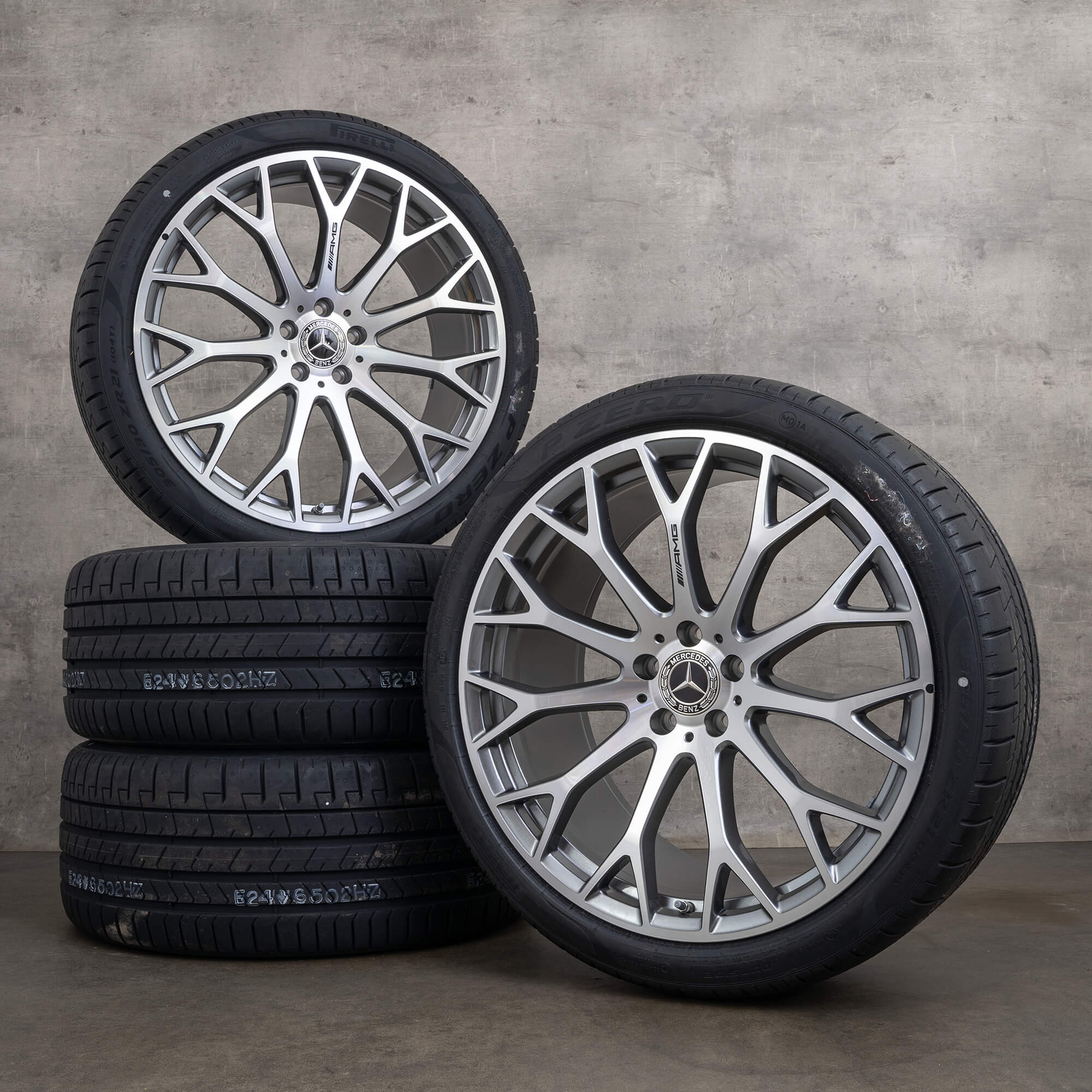 Original Mercedes Benz SL AMG Felgen 21 Zoll R232 Sommerräder A2324012700 A2324012800 himalaya grey glanzgedreht NEU