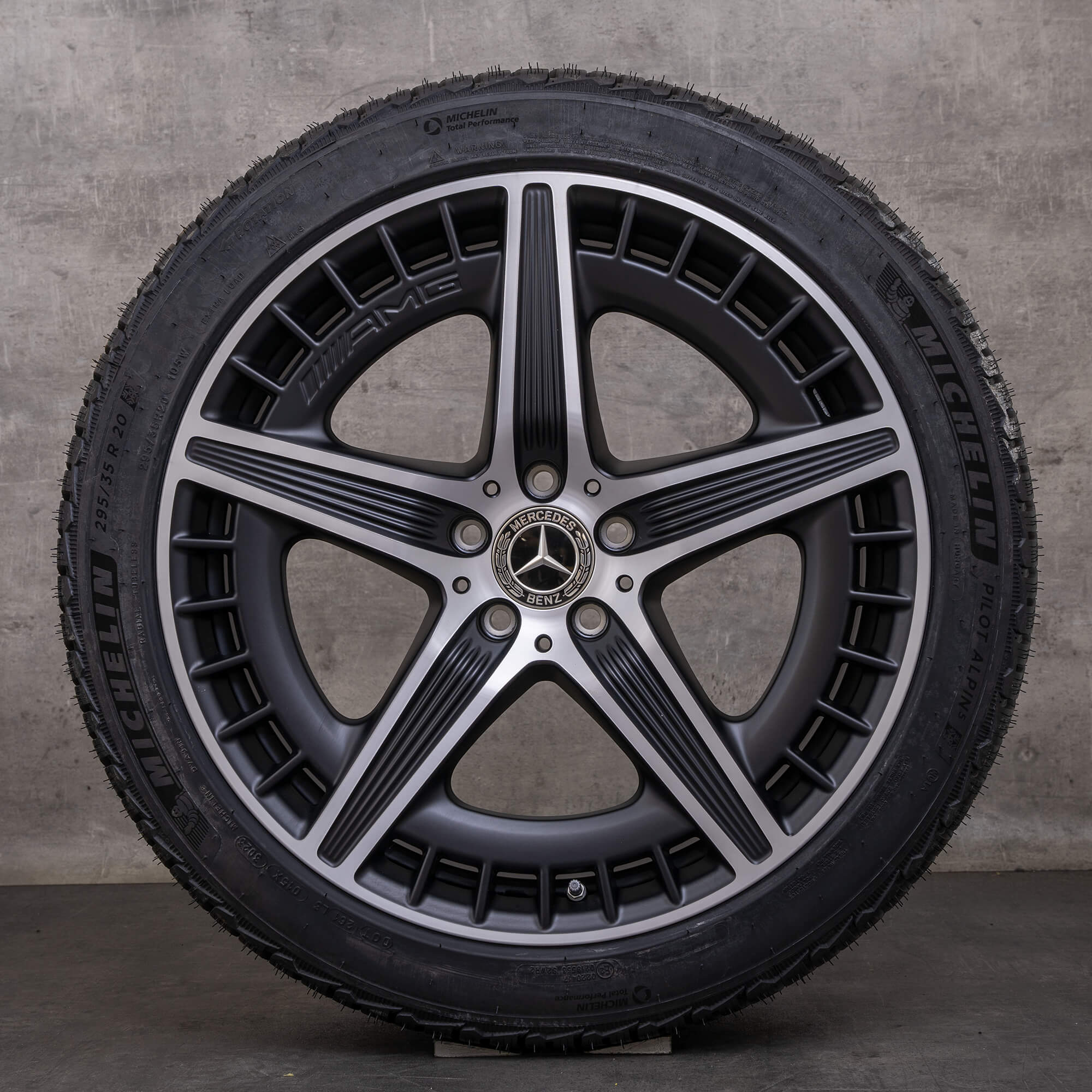 Original Mercedes Benz EQE 43 53 AMG Winterräder 20 Zoll V295 Felgen A2954012700 A2954012800 schwarz matt glanzgedreht