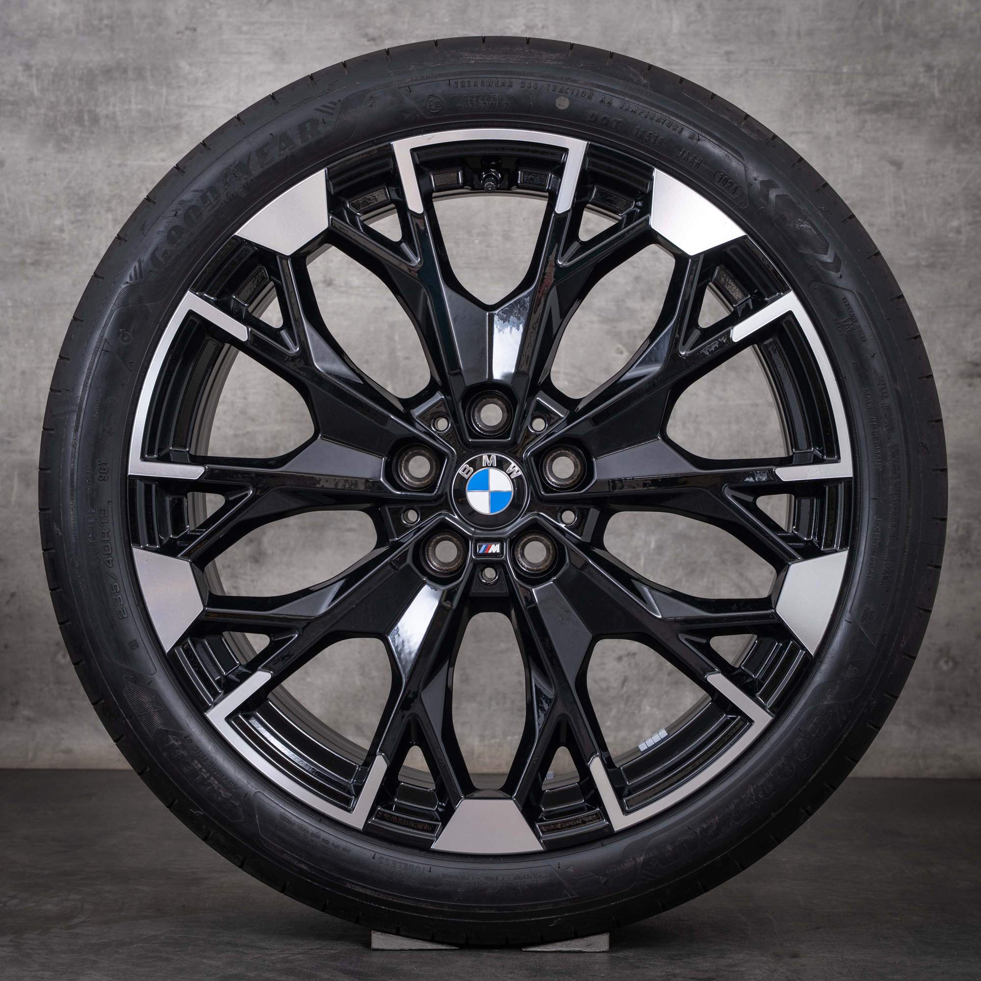 Jantes originais BMW Série 1 e 2 de 19 polegadas F70 F74 M135 M235 xDrive, pneus verão, estilo 977 5A45268, pretas com acabamento diamantado