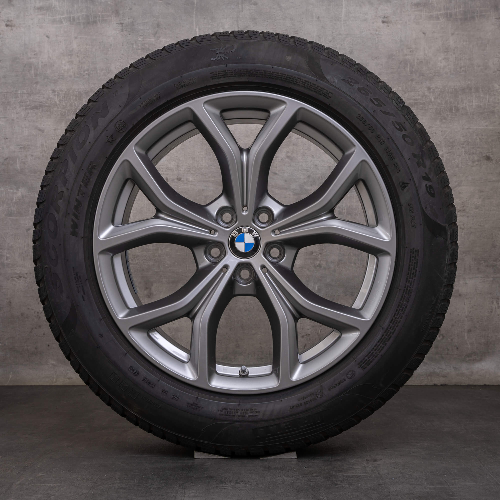 Originais BMW X5 X6 jantes e pneus inverno 19 polegadas G05 G06 styling 735 6883752 ferric grey brilho dianteiro