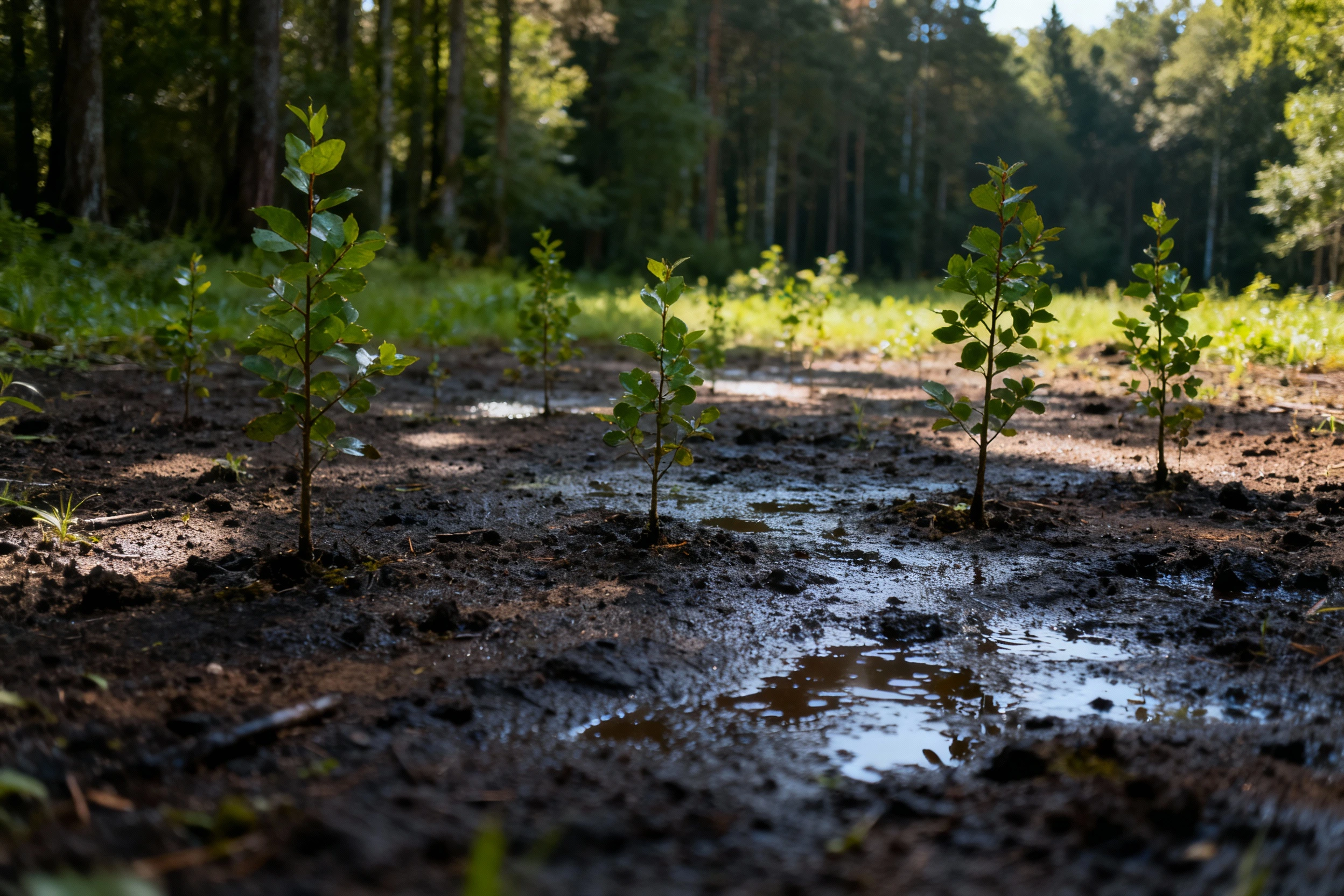 Lichtung mit neuen Setzlingen