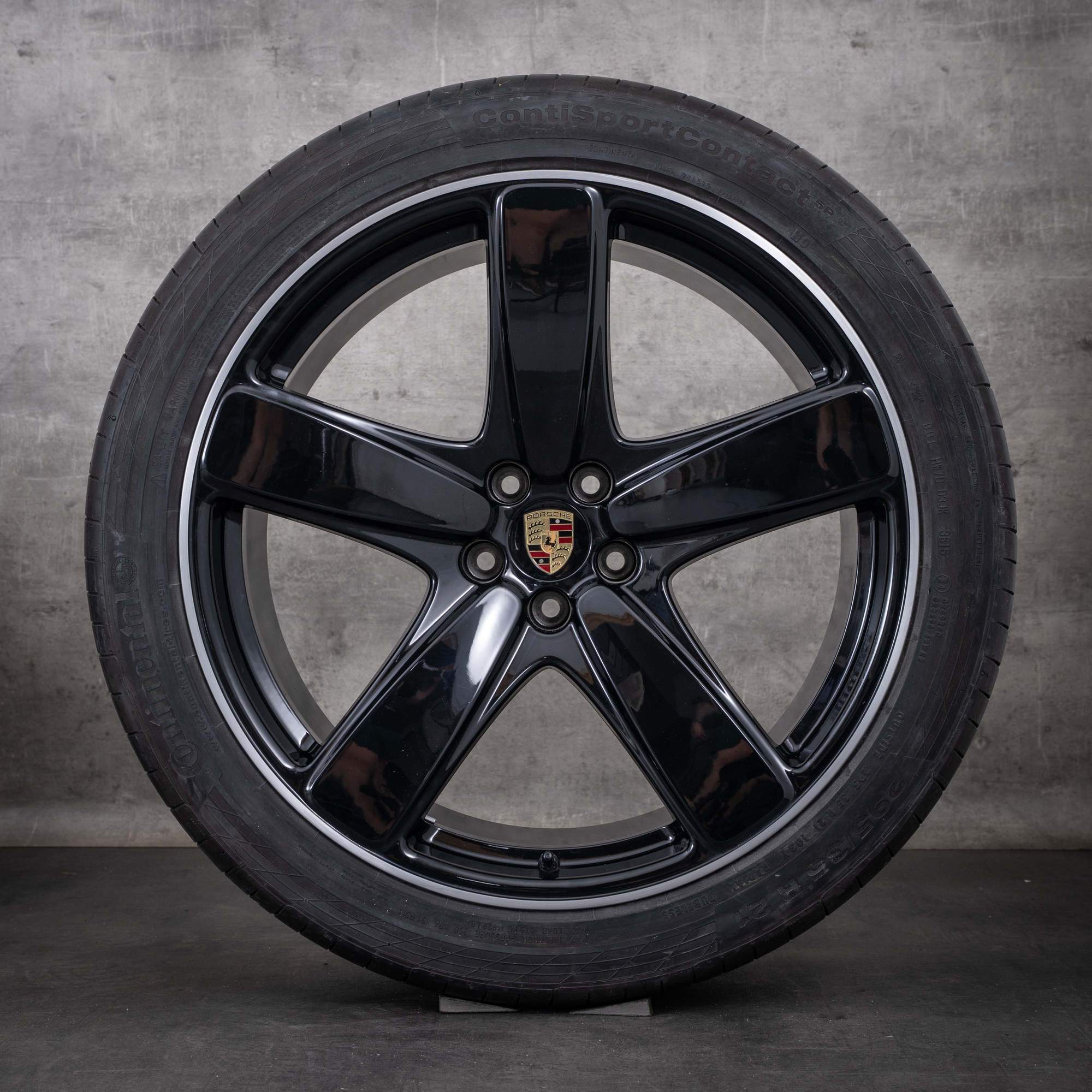 Original Porsche Macan II Felgen 21 Zoll Sommerräder 95B601025AC 95B601025AE schwarz glanzgedreht