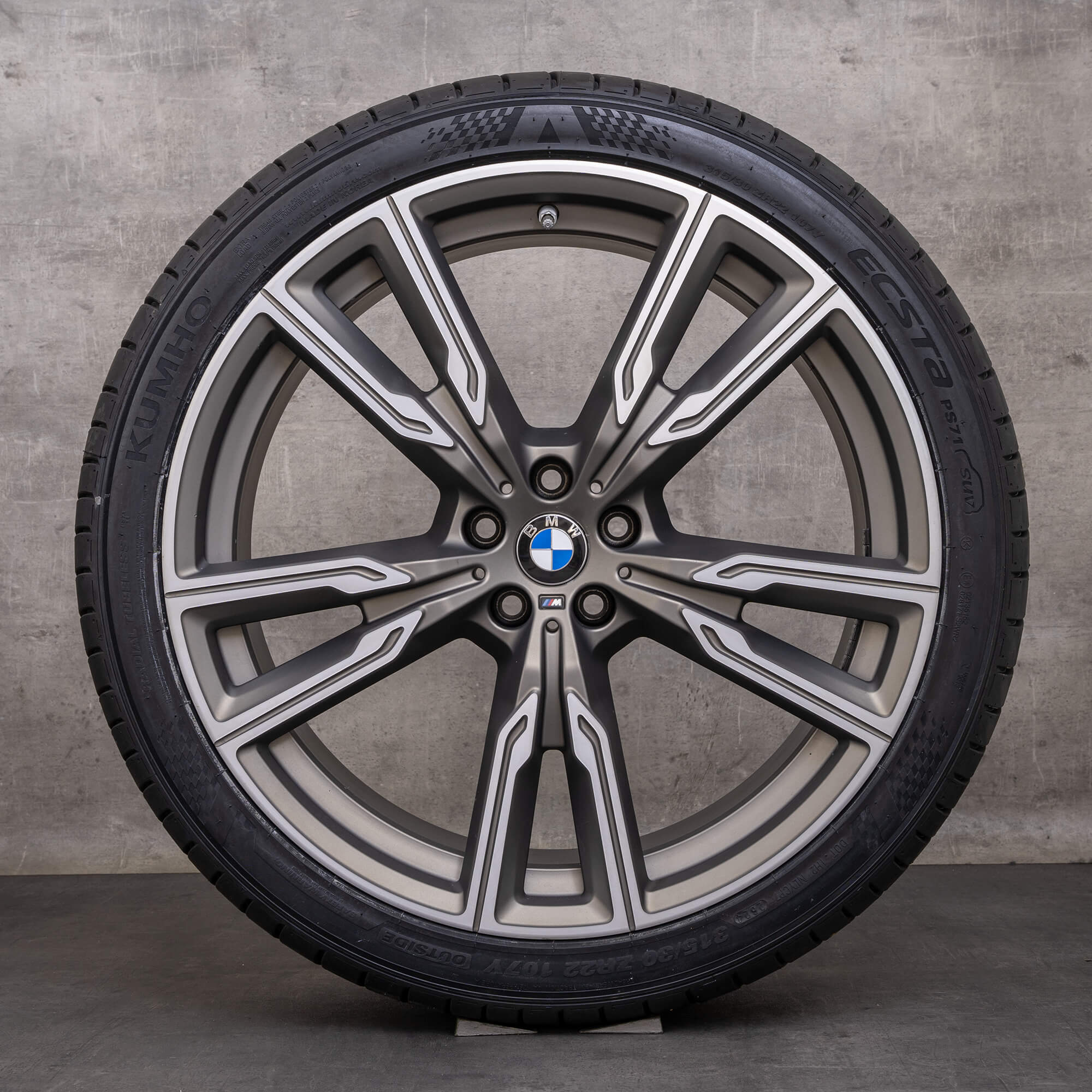 Original BMW X5 X6 Felgen 22 Zoll G05 G06 Sommerräder 8072002 8072003 Styling 747 M ceriumgrey matt glanzgedreht
