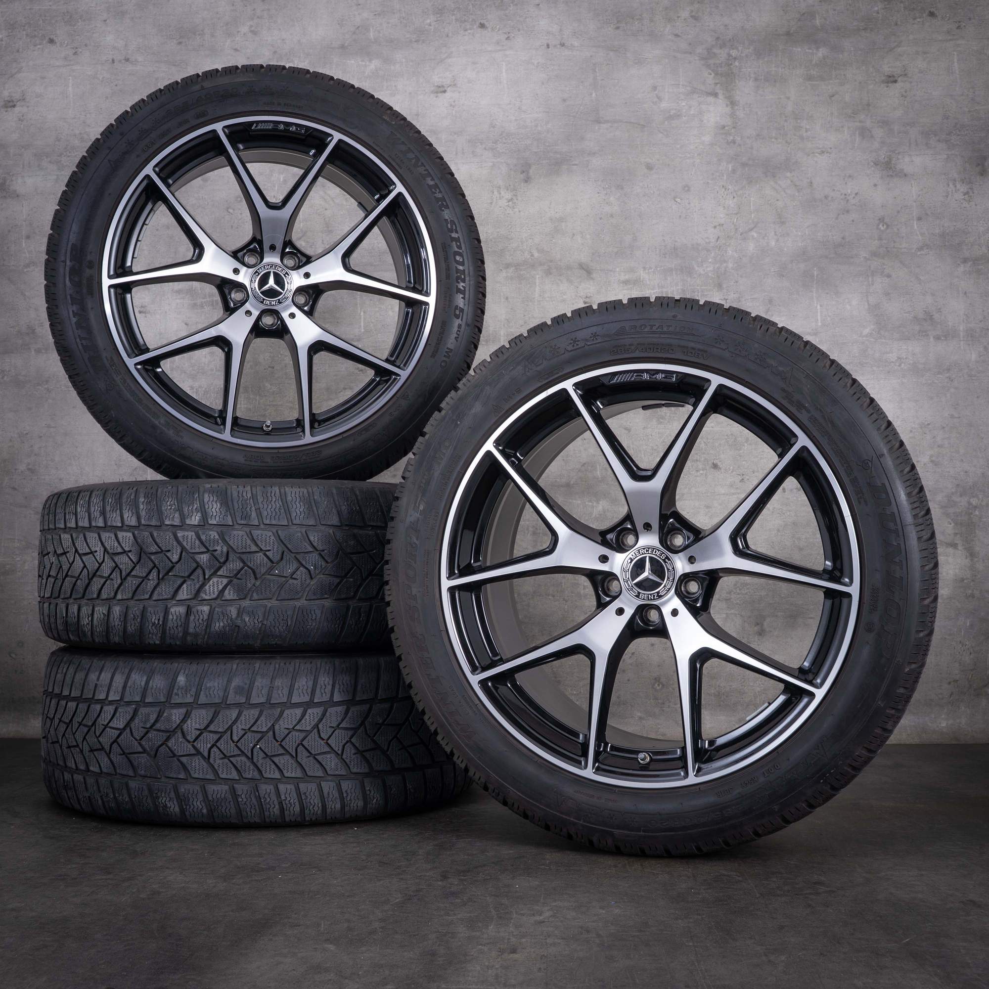 Roues hiver d'origine Mercedes-Benz GLC & 43 AMG 20 pouces X253 C253 références A2534015500 et A2534015600 noires face avant diamantée