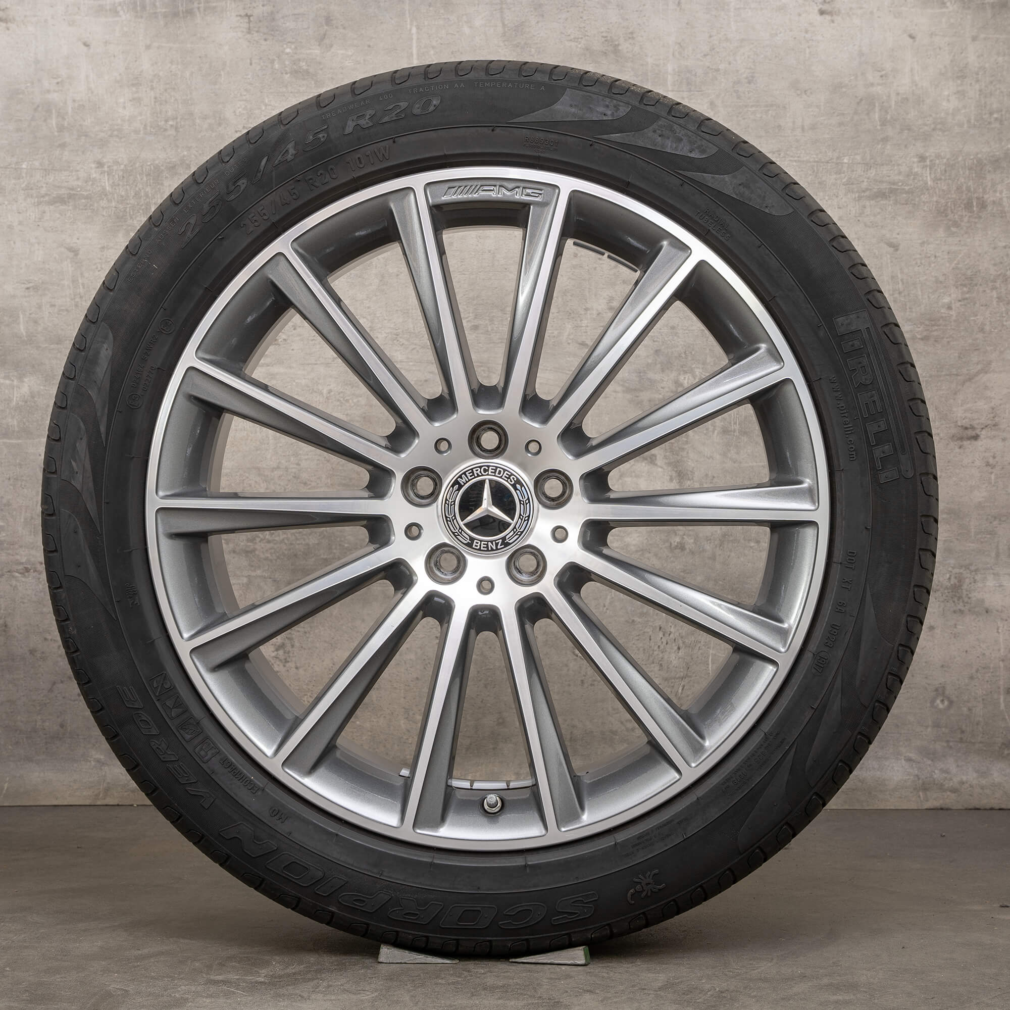Ekte Mercedes Benz GLC X253 C253 AMG hjul 20-tommers sommerhjul A2534011900 himalaya grå blank dreid NY