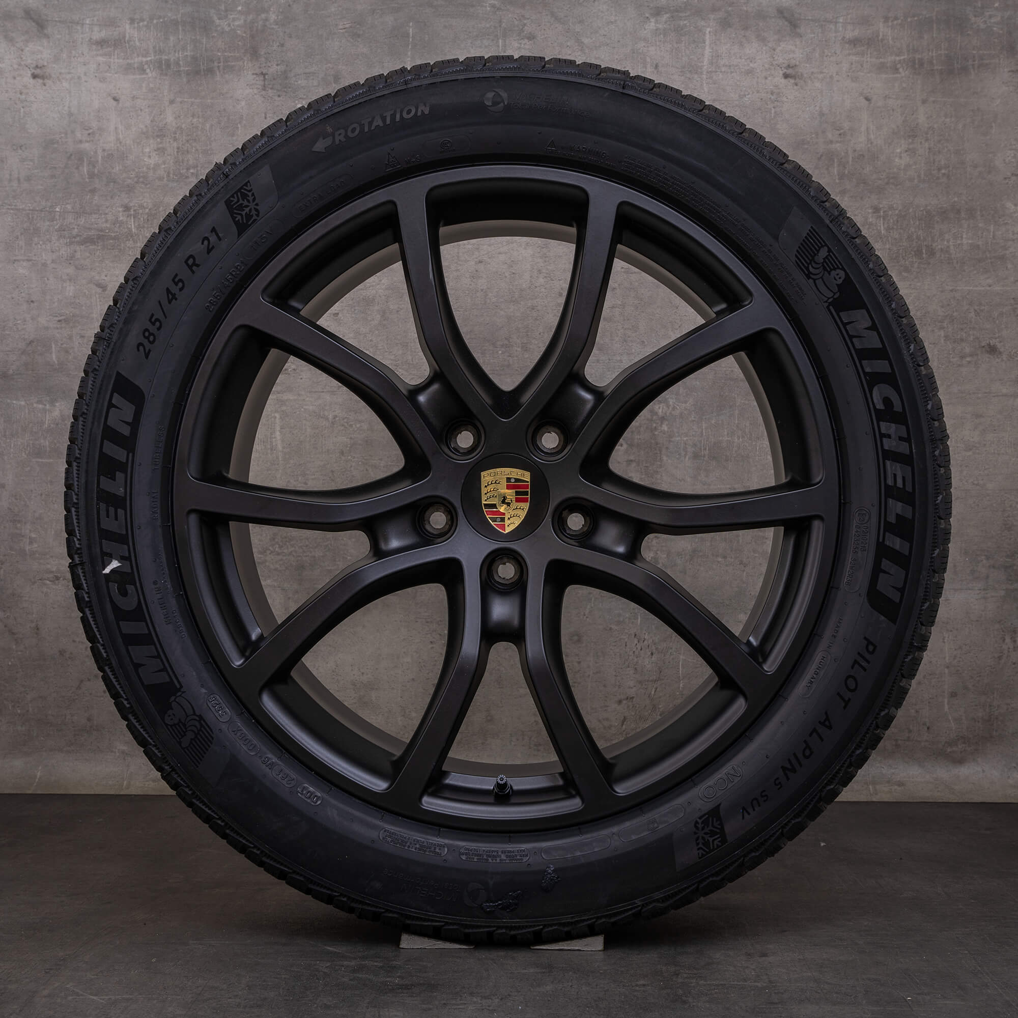 Original Porsche Cayenne Winterräder 21 Zoll 9YA II Felgen 9Y0601025BH 9Y0601025BJ schwarz matt