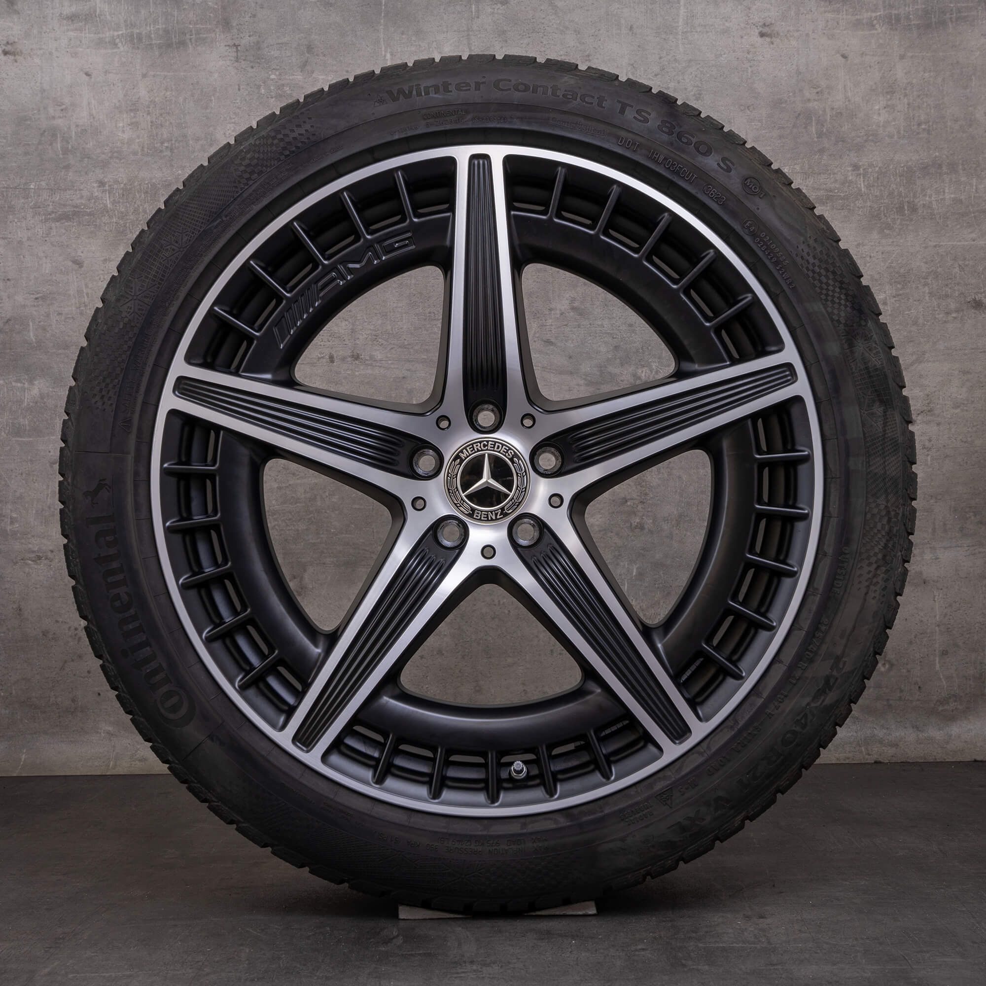 Orijinal Mercedes Benz EQE 43 53 AMG kış jant lastik 21 inç X294 jantlar A2944011400 siyah mat parlak tornalanmış