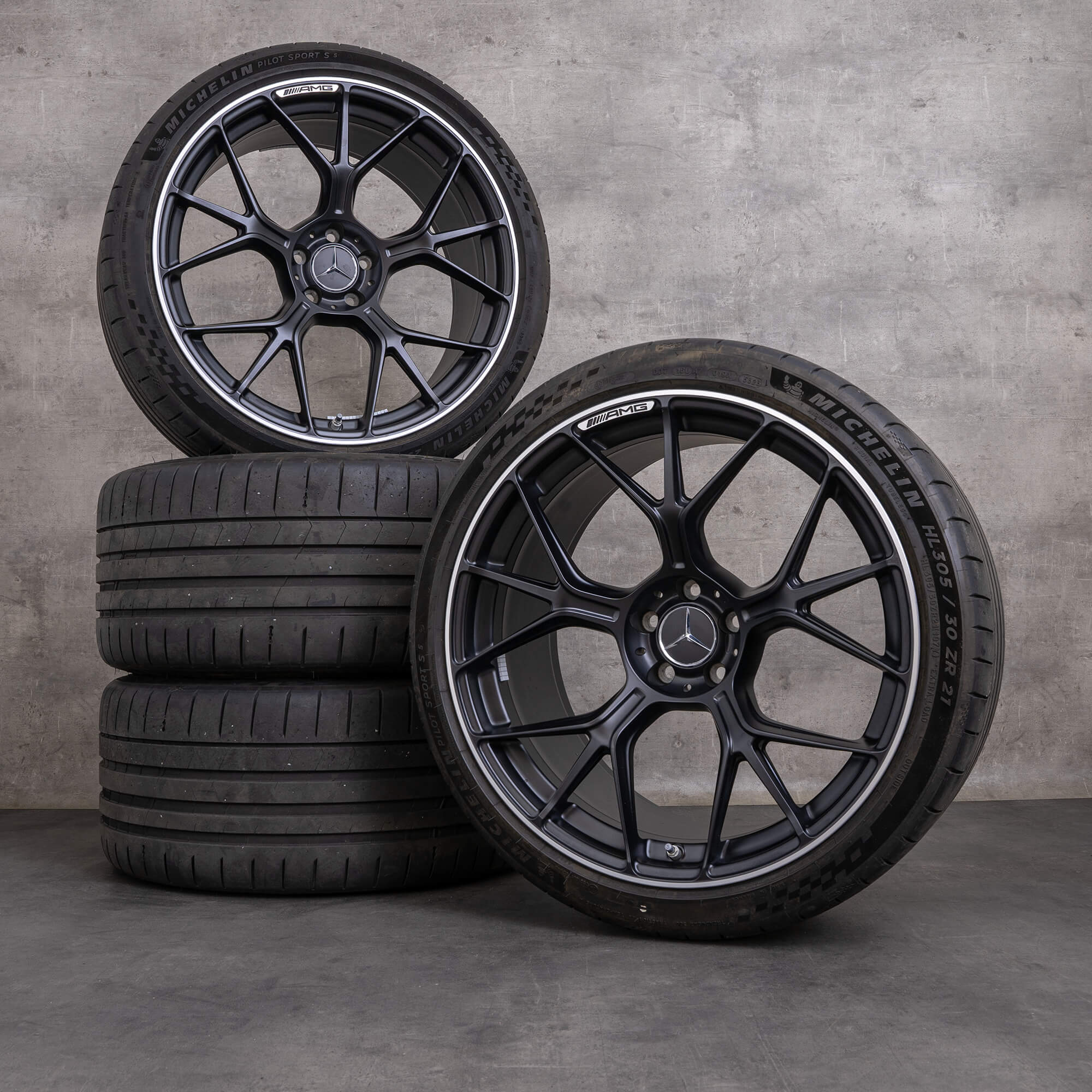 Originele Mercedes Benz AMG GT 55 63 S E Performance PRO 4Matic+ velgen 21 inch C192 zomerwielen A1924011300 A1924011400 zwart mat hoogglans gedraaid