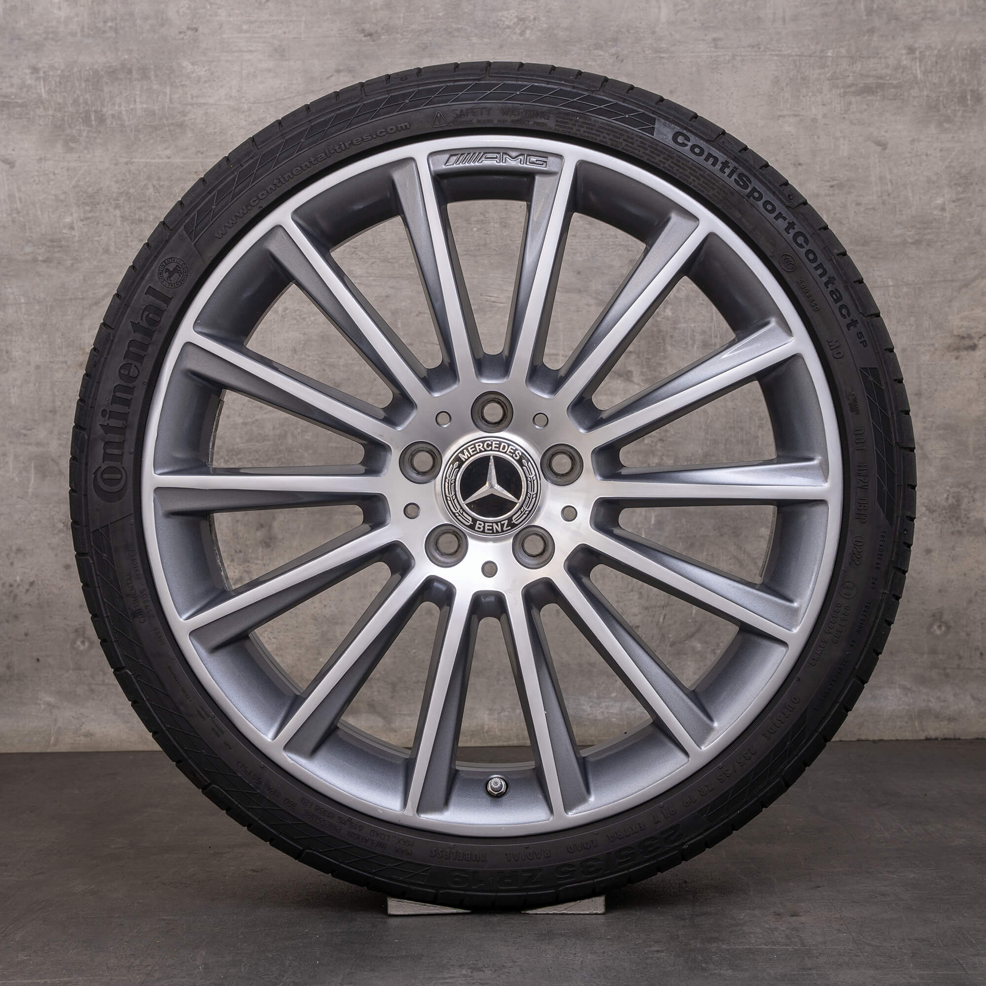 Alkuperäinen Mercedes Benz C-luokan vanteet 19 tuuman W205 S205 C205 A205 kesäpyörät A2054011300 A2054011400 himalajanharmaa kiiltävä käännetty