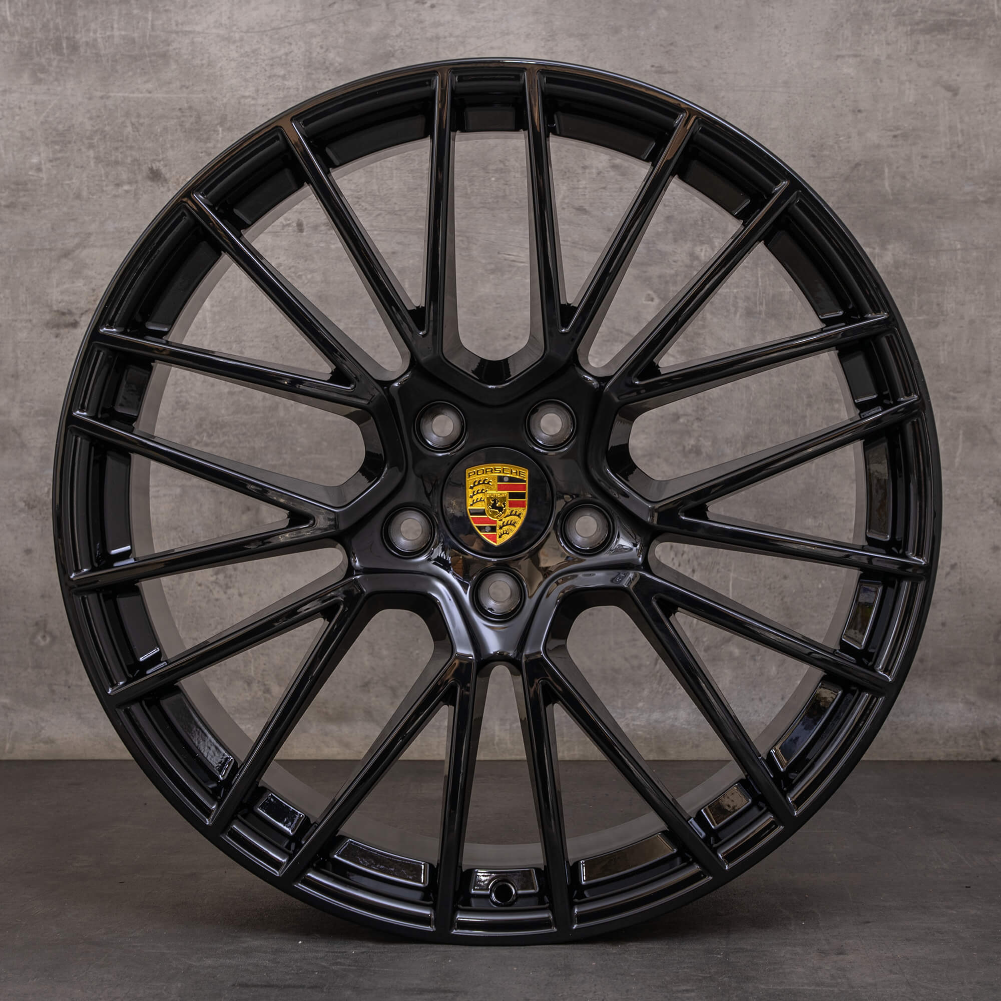 Original Porsche Cayenne Coupe 9YA Felgen 22 Zoll 9YA Sommerräder 9Y3601025AL 9Y3601025AM RS Spyder schwarz glanz NEU