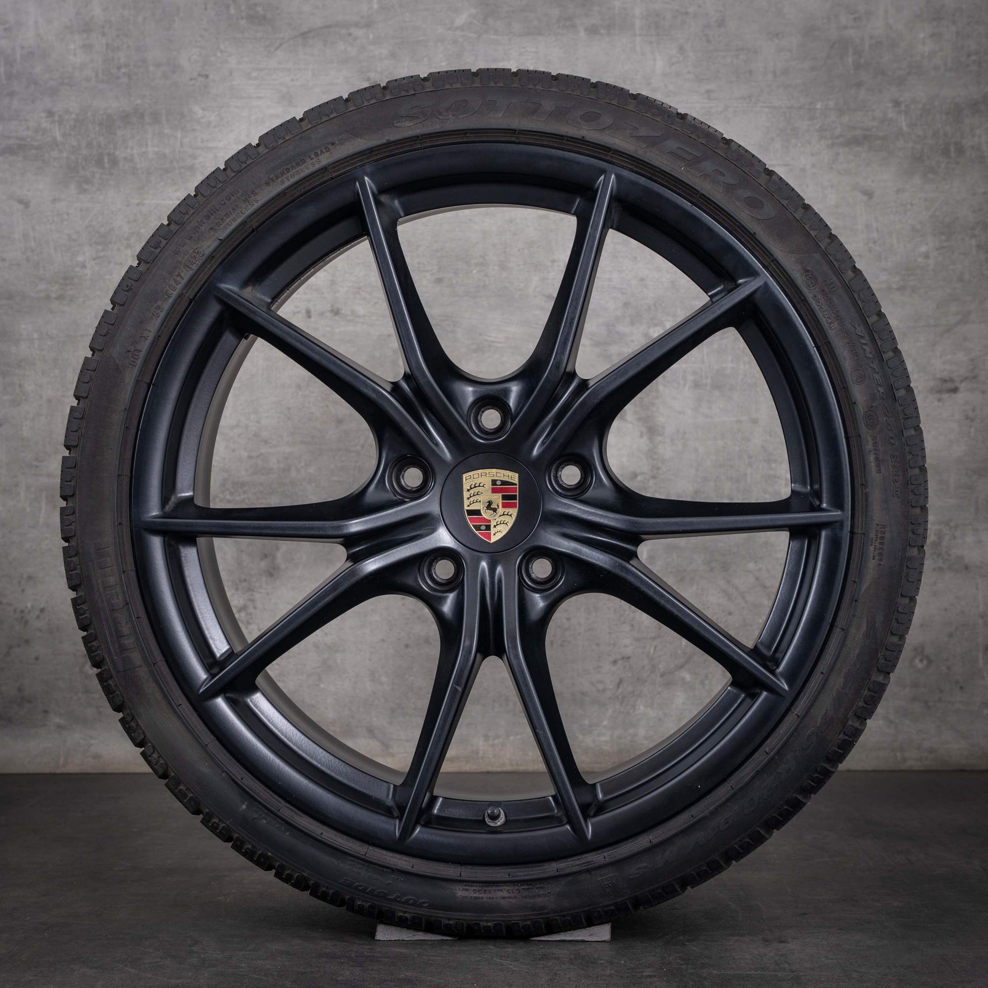 Oryginalne koła zimowe Porsche 991 II, felgi 20 cali 99136271000 99136276002, matowa czerń