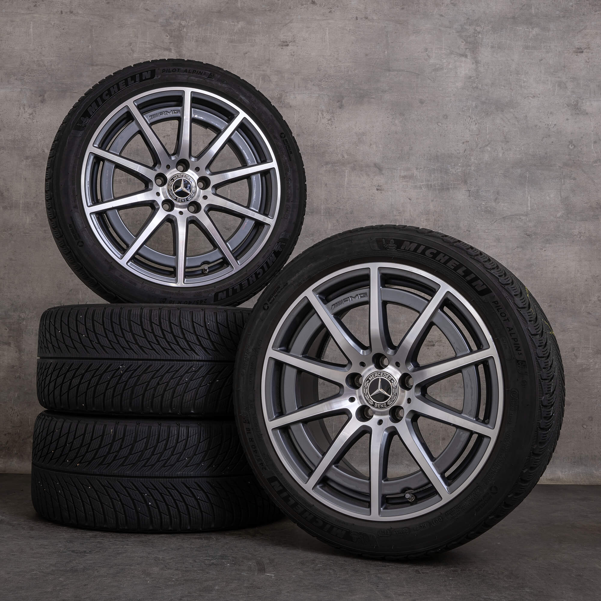 Orijinal Mercedes Benz A-Serisi A45 CLA 45 AMG kış jant lastik 18 inç W177 V177 C118 X118 jantlar A1774012100 titanyum parlak tornalı