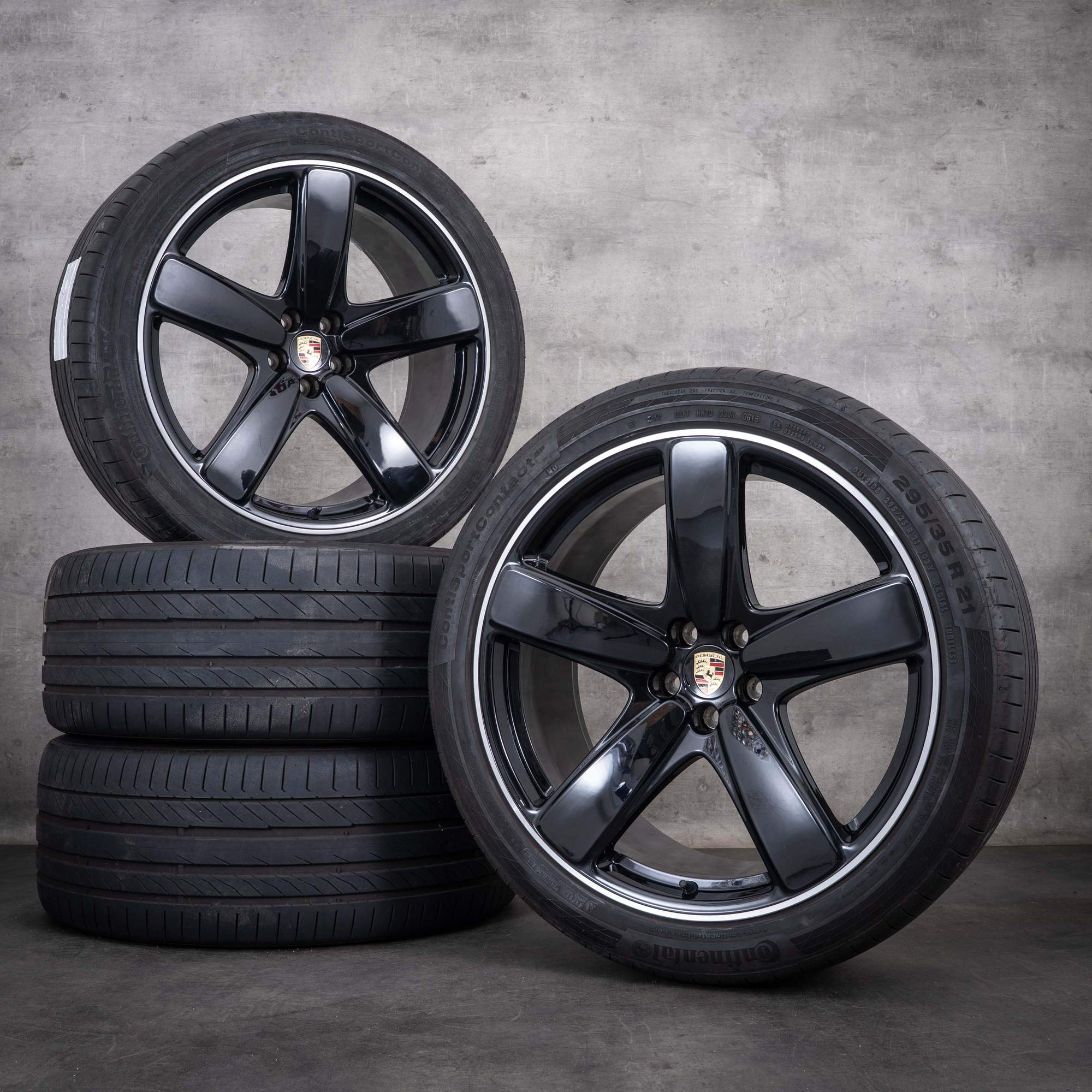 Original Porsche Macan II Felgen 21 Zoll Sommerräder 95B601025AC 95B601025AE schwarz glanzgedreht