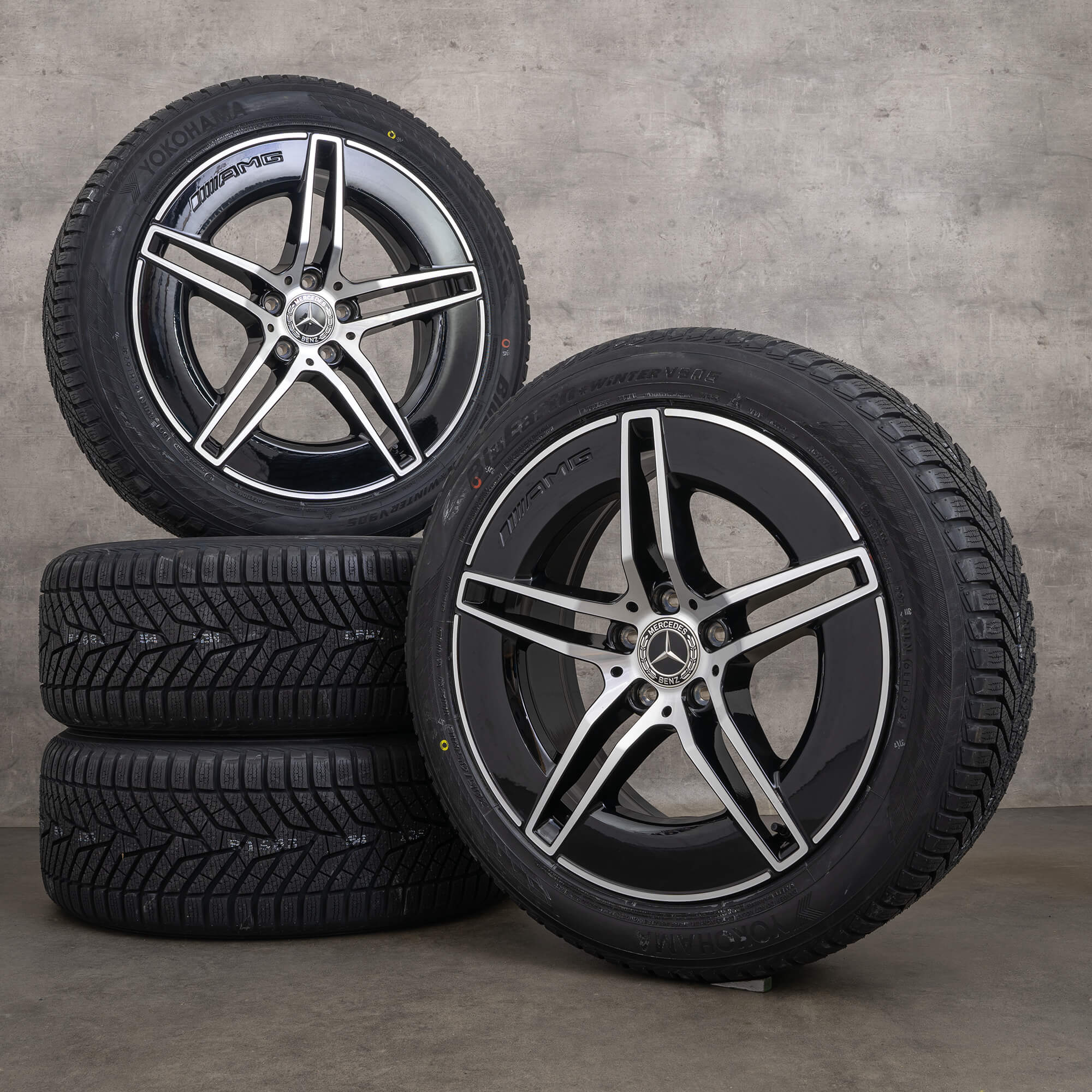 Original Mercedes Benz E-Klasse AMG Winterräder 19 Zoll W214 S214 Felgen A2144010300 A2144010400 schwarz glanzgedreht NEU