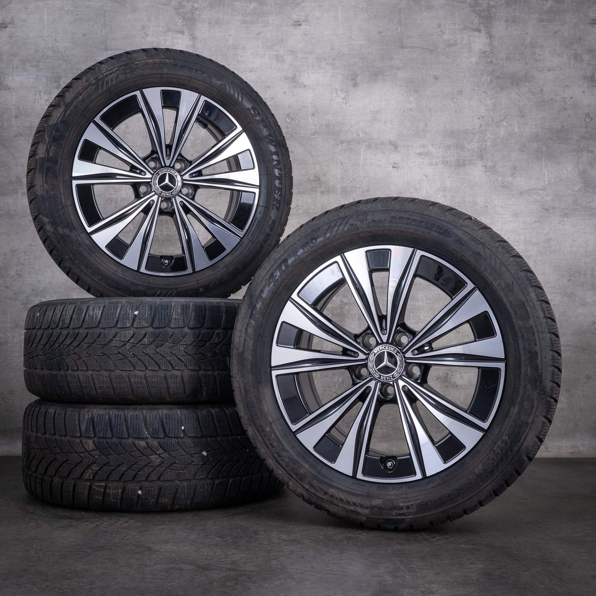 Alkuperäiset Mercedes-Benz C-sarjan talvirenkaat 17 tuuman All-Terrain X206 -vanteet A2064013900 diamond cut musta