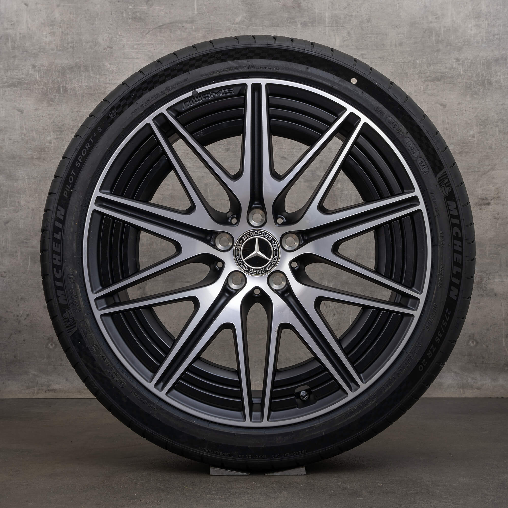 Originale Mercedes Benz C-Klasse C63 S E AMG hjul 20 tommer W206 S206 sommerhjul A2064013000 A2064012600 sort blank drejet NYT