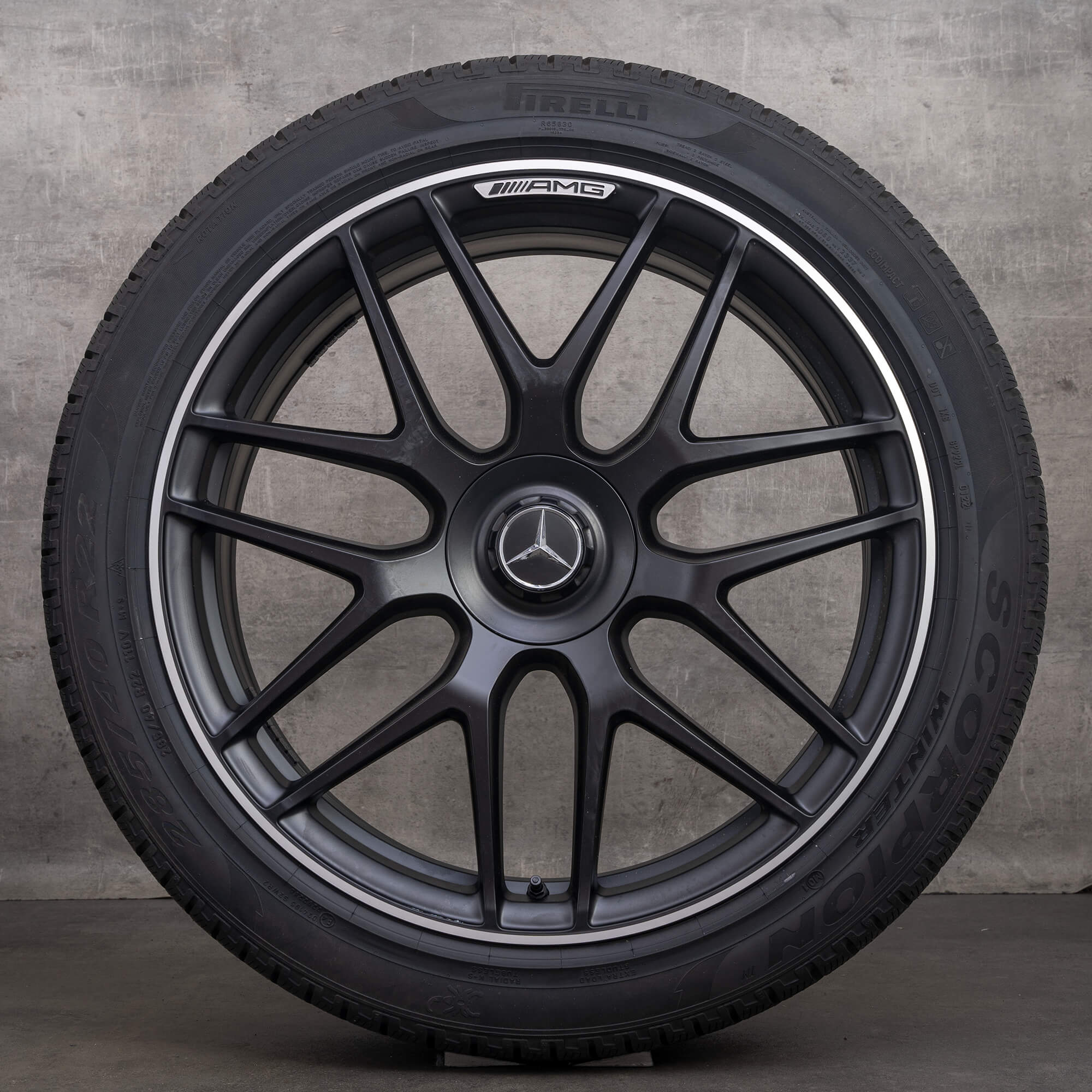 Oryginalne koła zimowe do Mercedes-Benz GLE 53 63 S AMG 22 cale felgi X167 C167 numery katalogowe A1674015601 A1674015701 czarne matowe z efektem diamond cut NOWE