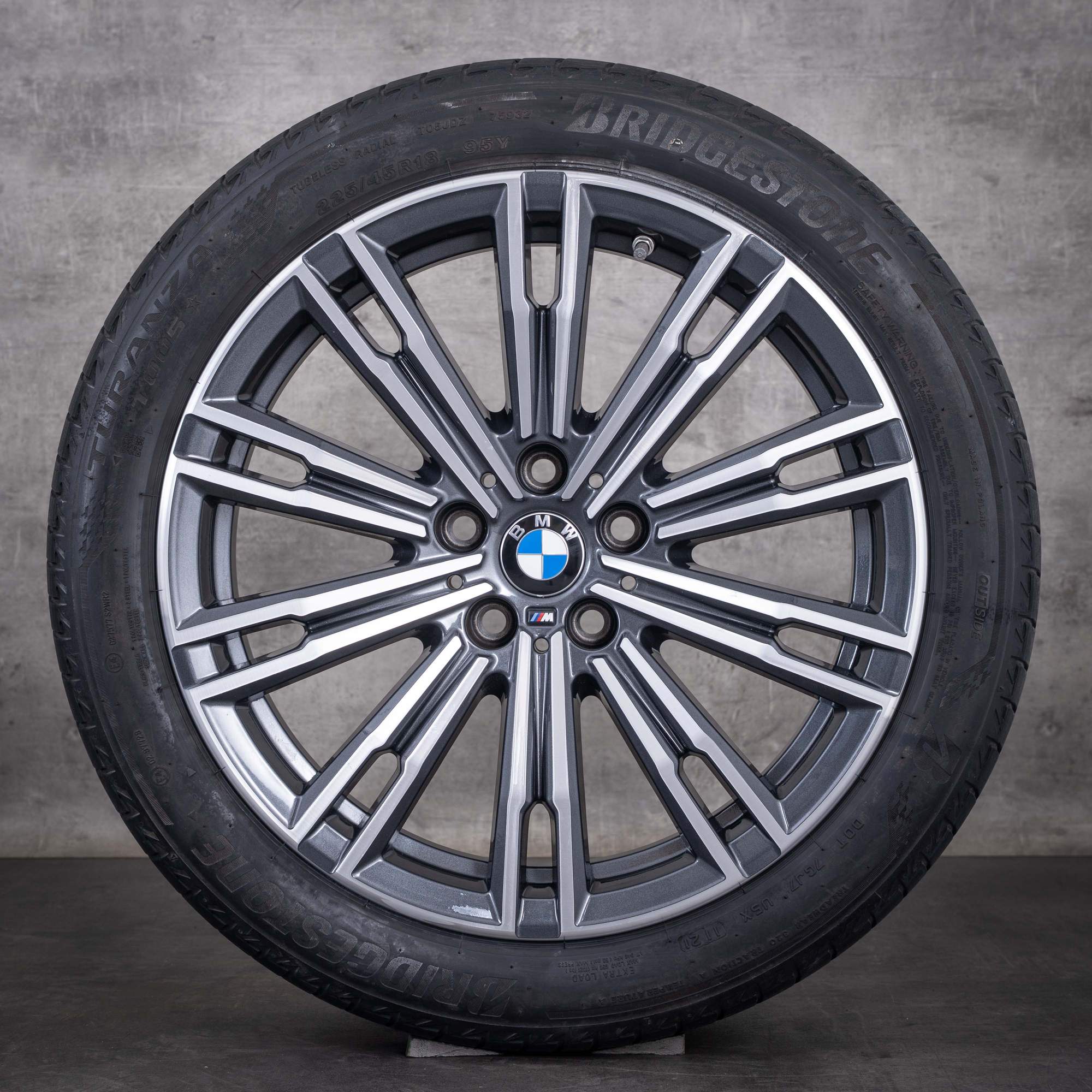 Jante originale BMW Seria 2 3 4 18 inci G42 G20 G21 G22 G23 anvelope de vară 790 M 8089890 8089891 culoare Orbit Grey jante diamantate