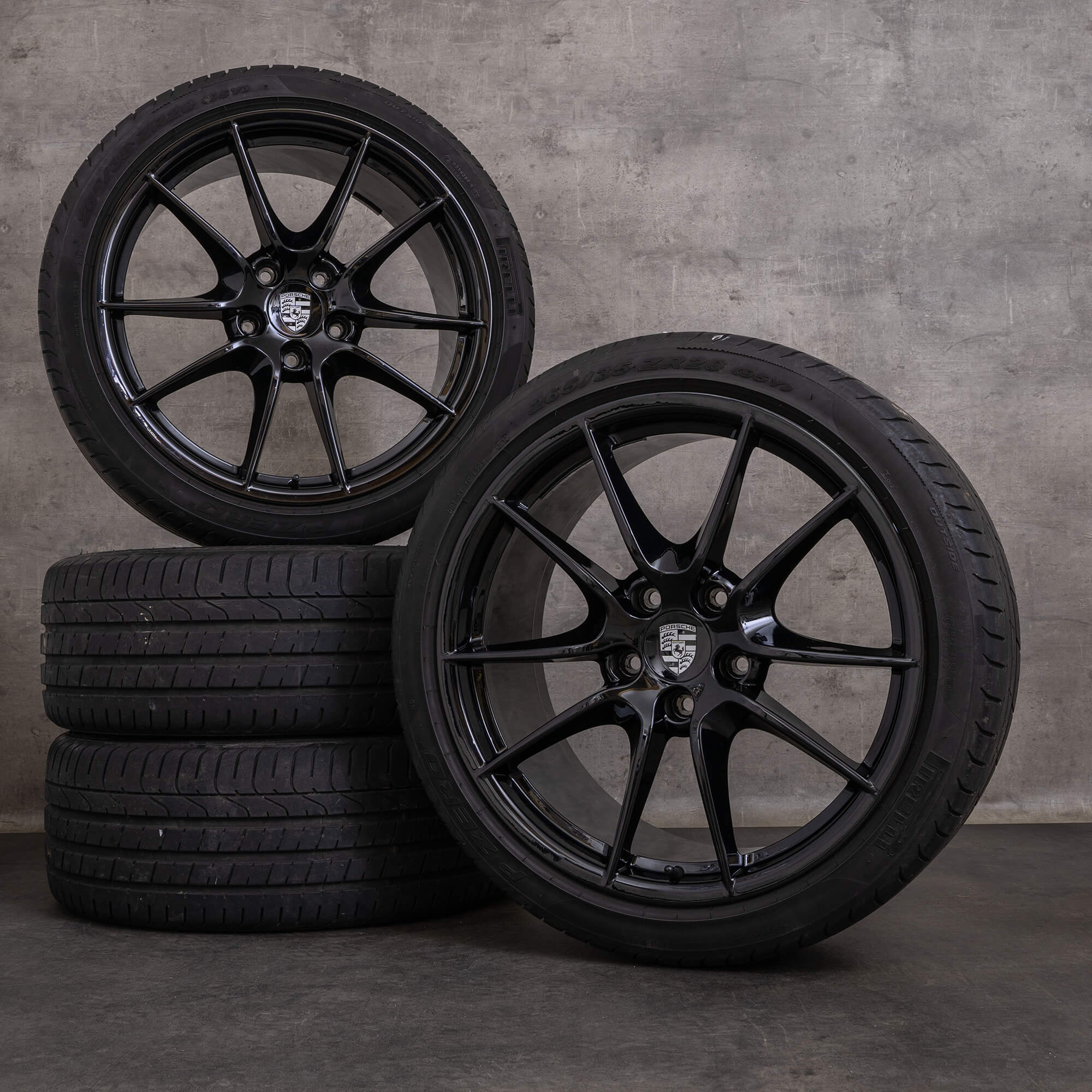 Original Porsche Boxster Cayman Felgen 20 Zoll 981 Sommerräder 98136216012 98136216312 schwarz glanz