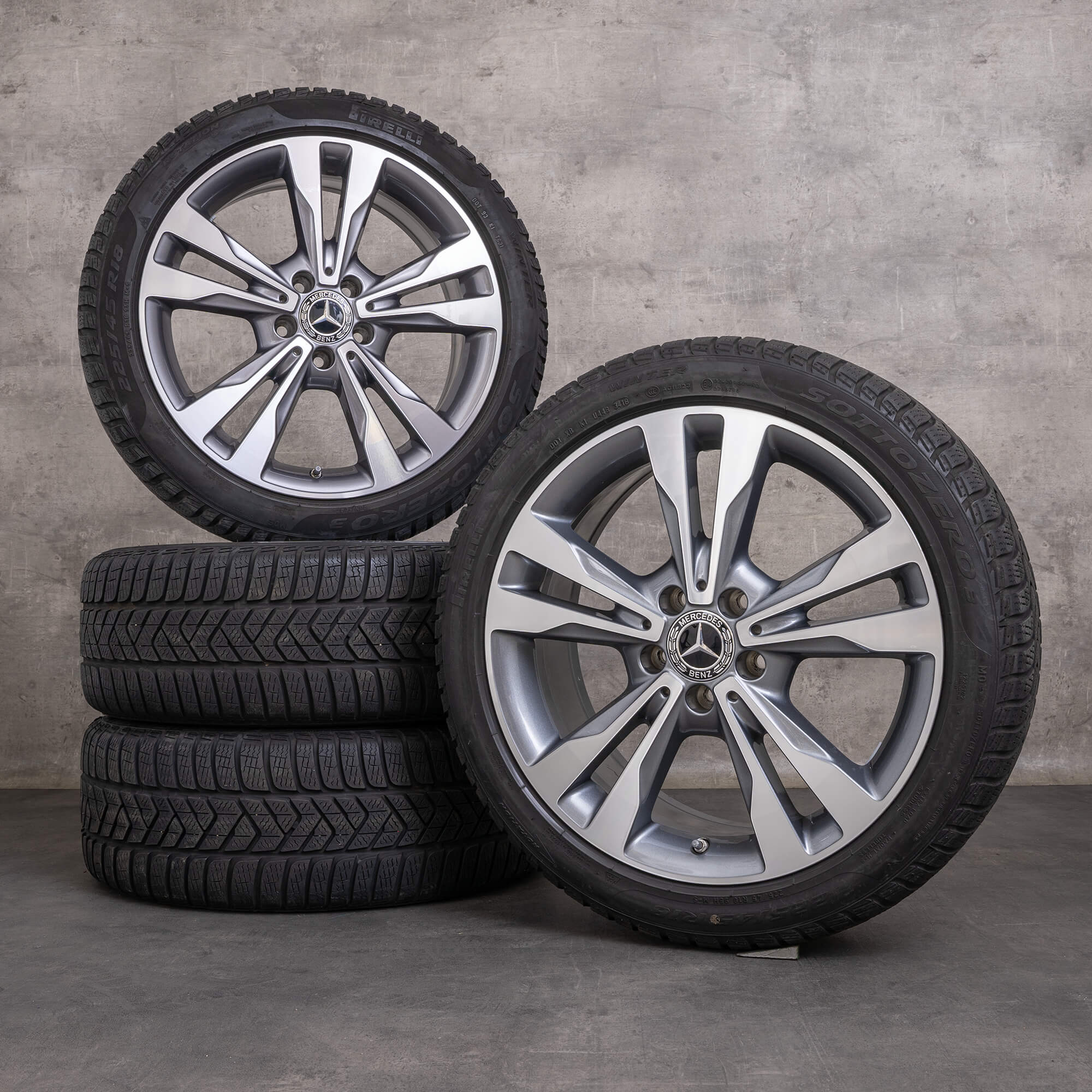 Jantes de inverno genuínas Mercedes Benz Classe C 18 polegadas W205 S205 C205 A205 jantes A2054012802 himalaia cinzento brilhante torneado