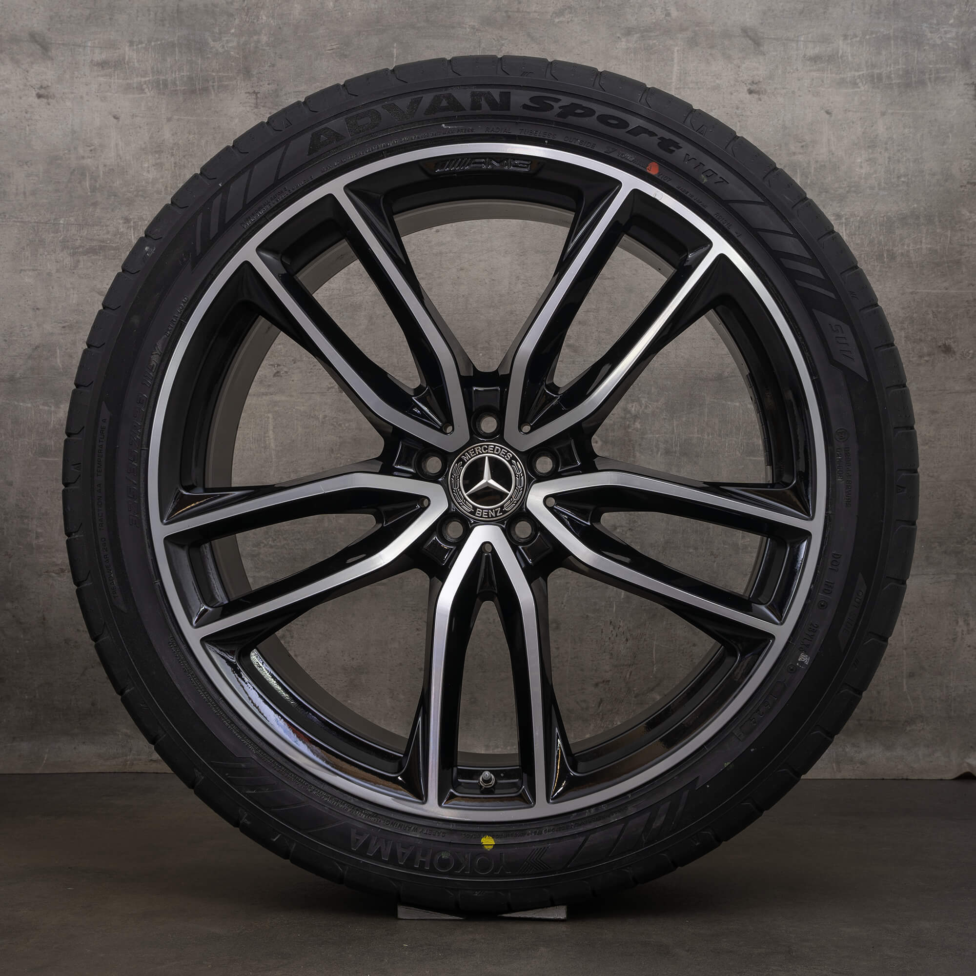 OEM Mercedes Benz GLS AMG rims 23 inch X167 summer wheels A1674017700 A1674017800 black high-gloss
