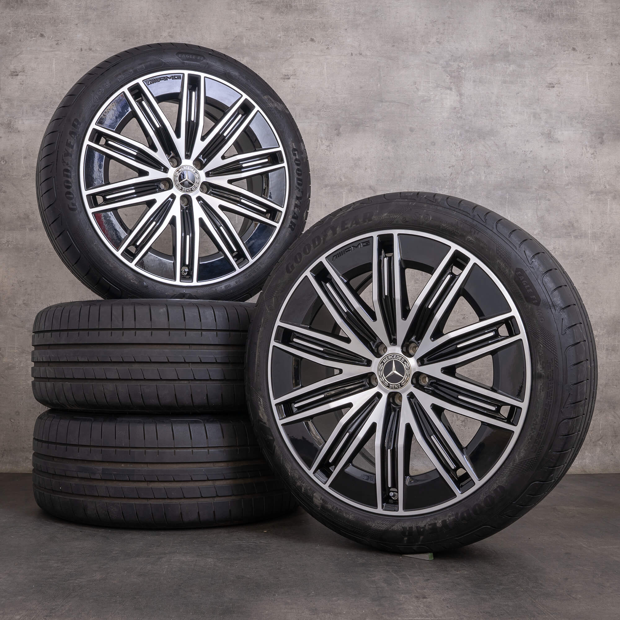 Orijinal Mercedes Benz EQE AMG jantlar 21 inç SUV X294 yaz jant lastik A2944011200 siyah parlak tornalı