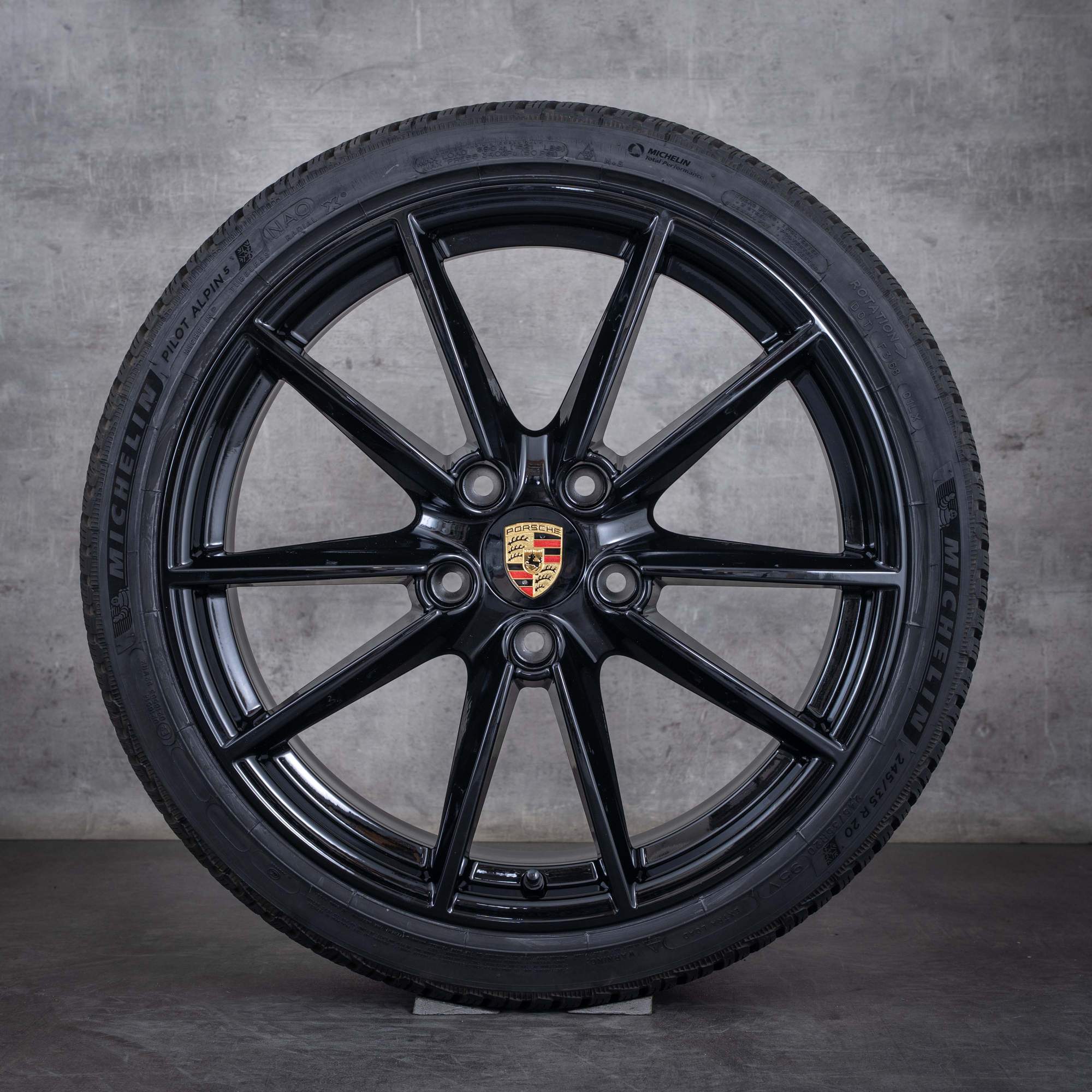 Oryginalne koła zimowe Porsche 992 I 20 21 cali felgi Carrera S 992601025C 992601025E czarny błyszczący