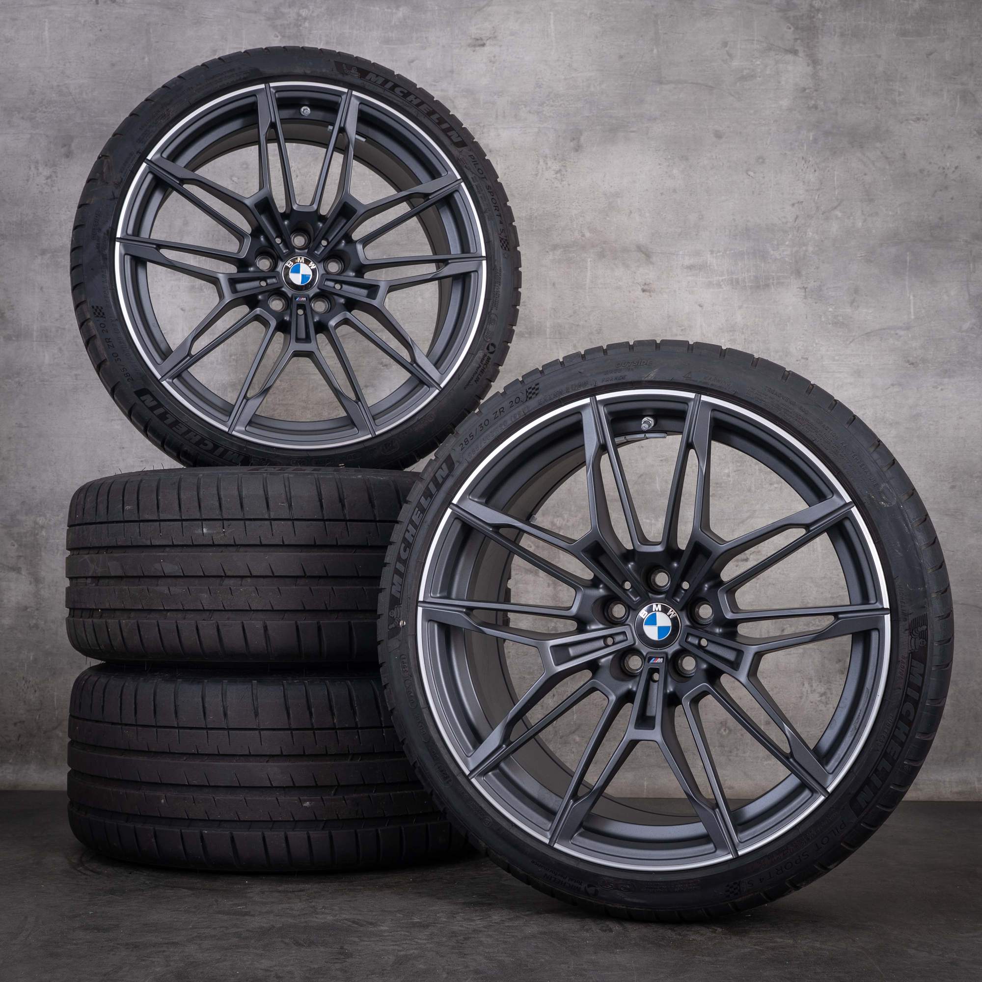 Original BMW M2 G87 M3 G80 G81 M4 G82 G83 Felgen 19 20 Zoll Sommerreifen Styling 825 M 8093834 8093835 orbitgrey matt glanzgedreht