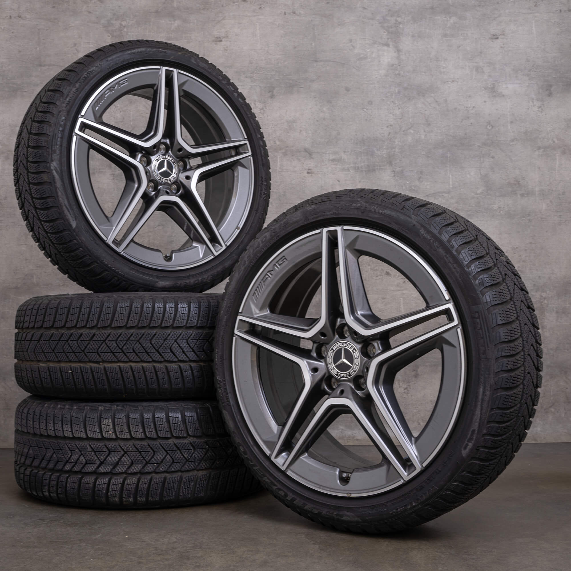 Oryginał Mercedes Benz CLS AMG koła zimowe 19 cali C257 felgi A2574011500 himalaya szary Polerowane