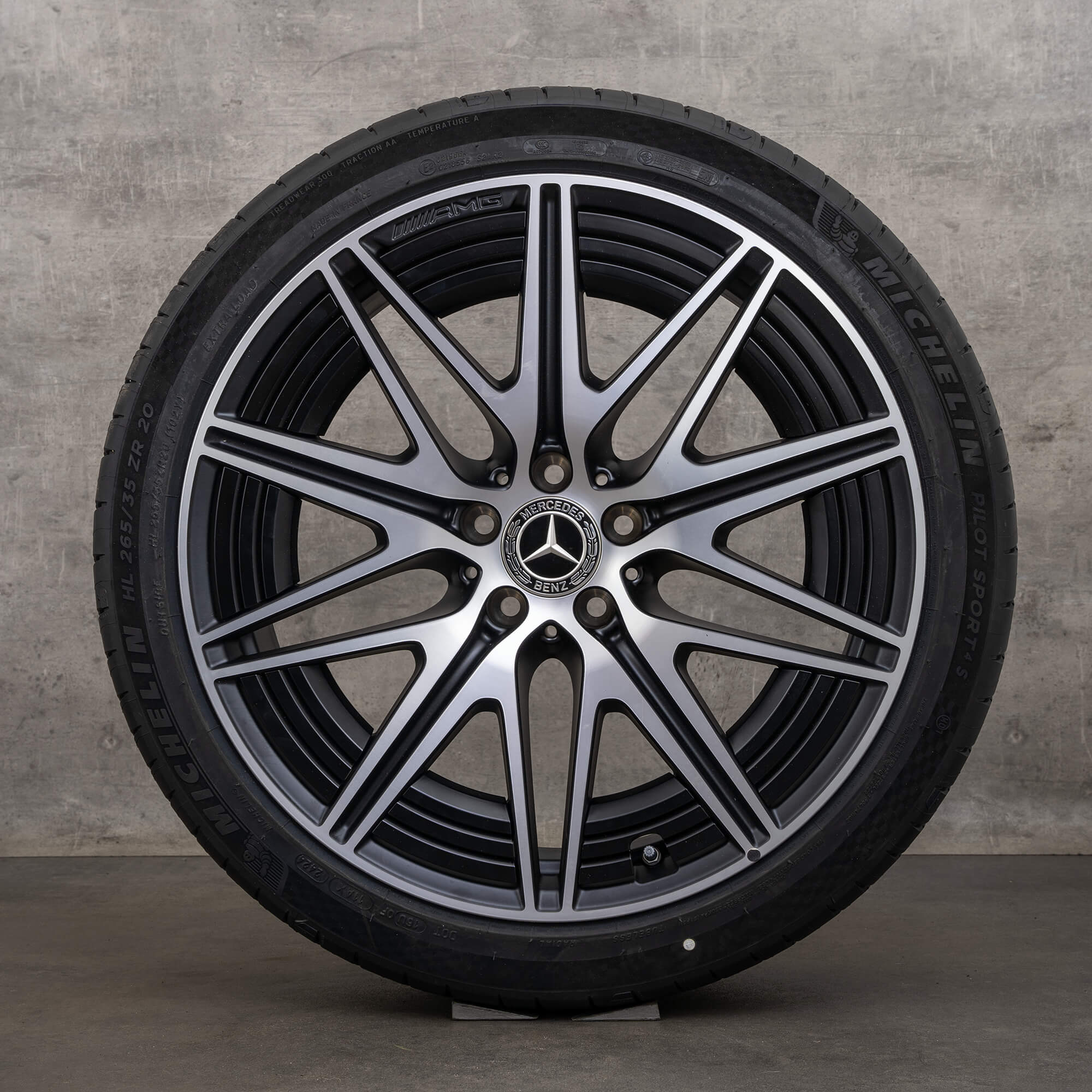 Originale Mercedes Benz C-Klasse C63 S E AMG hjul 20 tommer W206 S206 sommerhjul A2064013000 A2064012600 sort blank drejet NYT