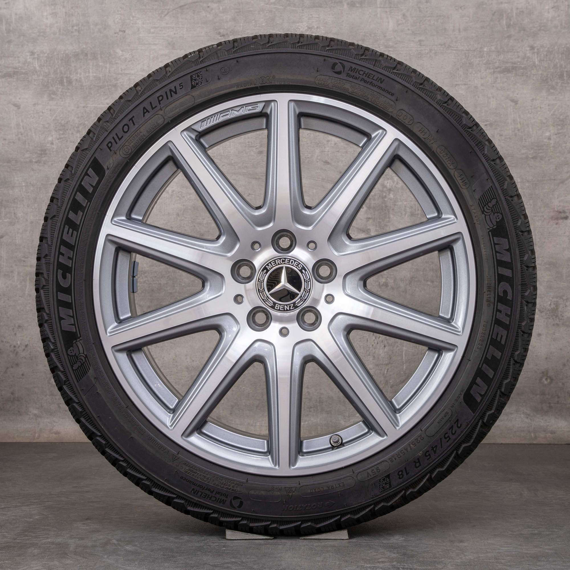 Original Mercedes Benz A-Klasse AMG A45 & S CLA 35 45 Winterräder 18 Zoll W177 C118 Felgen A1774013900 himalaya grey glanzgedreht