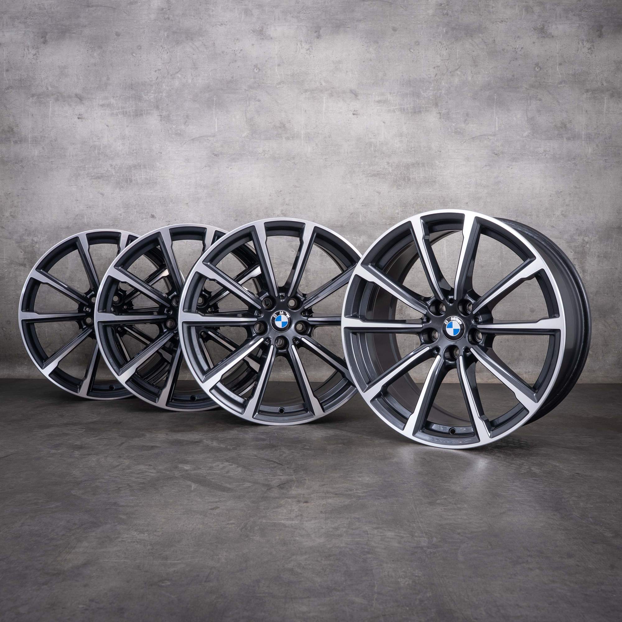 OEM BMW 6 Series GT 7 Series 20inch rims G11 G12 G32 Styling 648 M 7850581 7850582 Midnight Gray diamond cut NEW