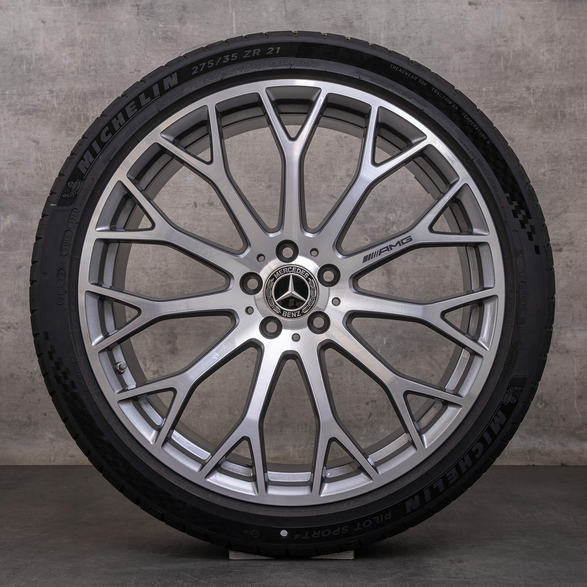 OEM Mercedes Benz SL AMG rims 21 inch R232 summer wheels A2324012700 A2324012800 himalaya gray glossy turned