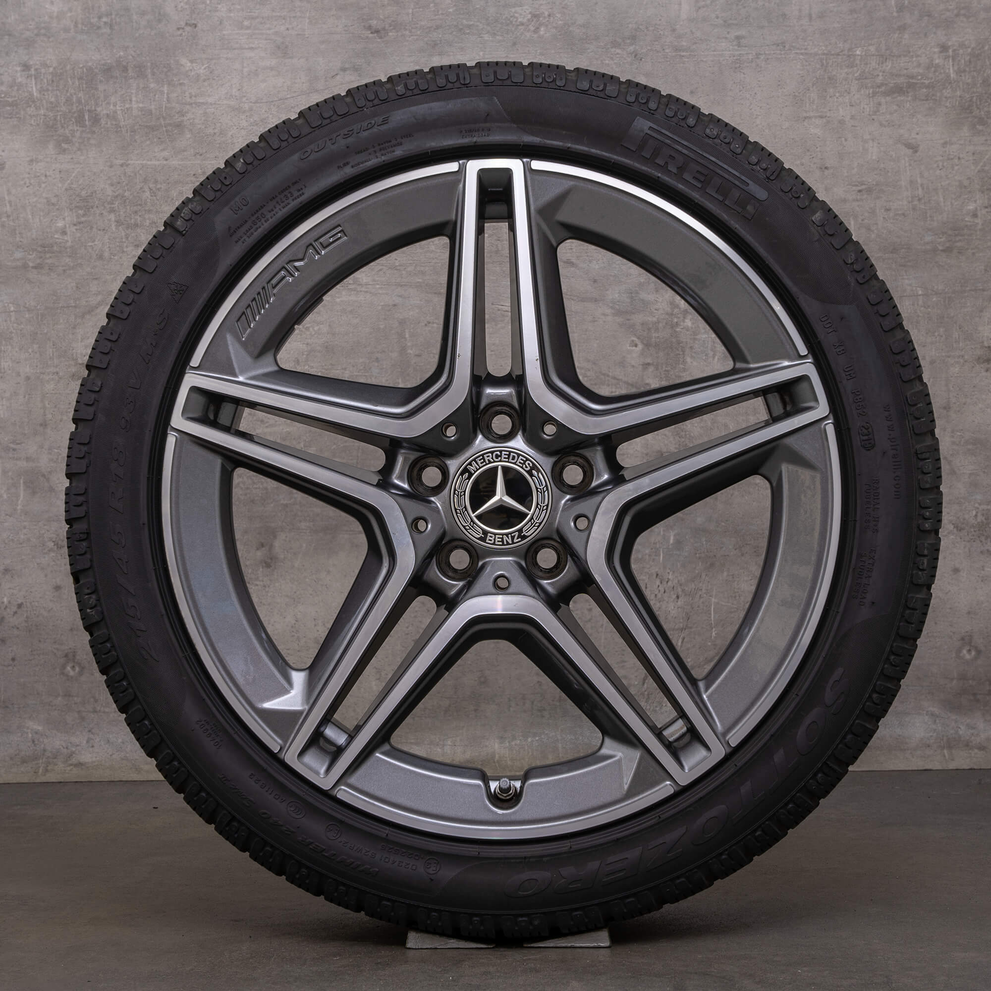 Neumáticos de invierno originales Mercedes Benz Clase A A35 AMG 18 pulgadas W177 V177 llantas A1774013800 gris himalaya brillante torneado