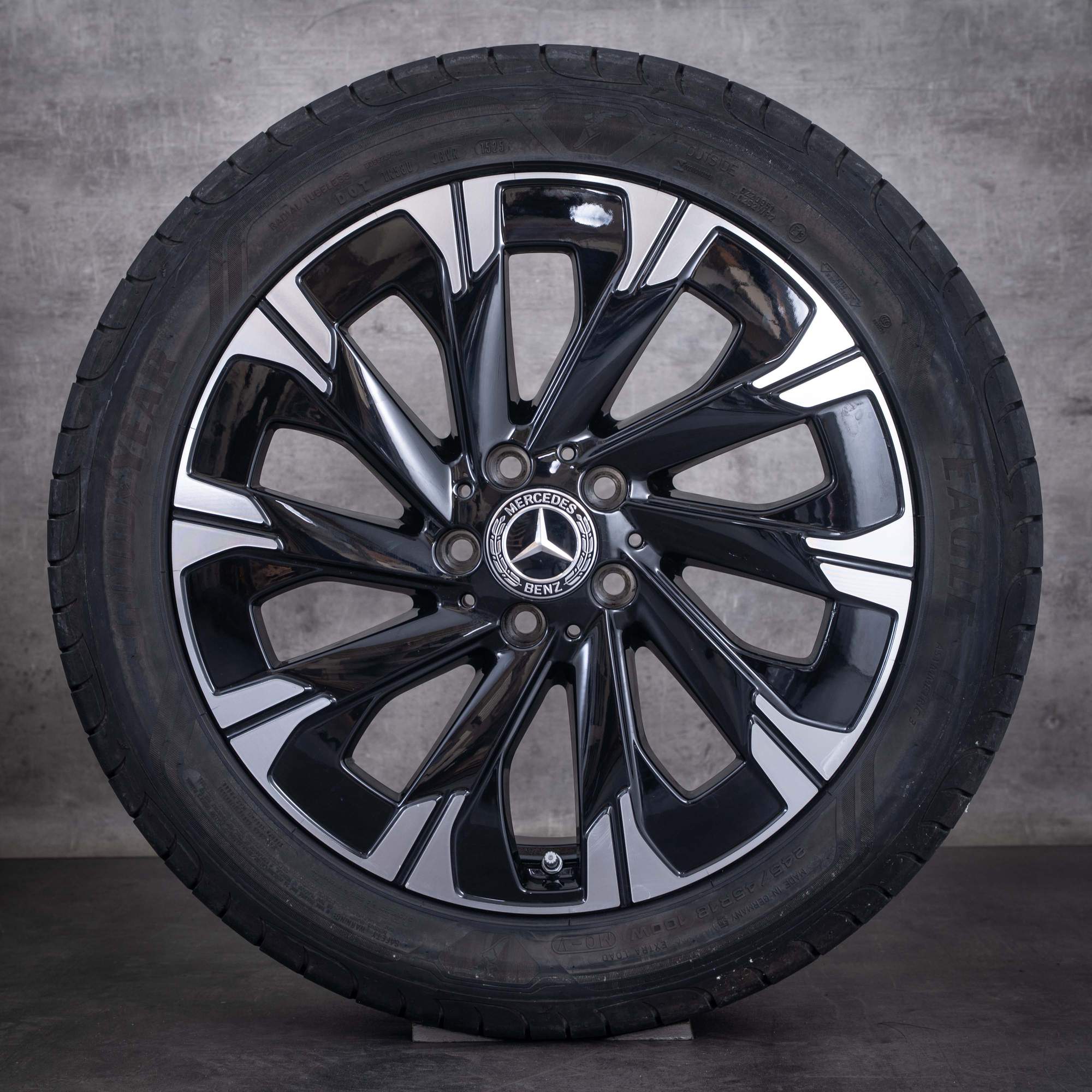 Jante originale Mercedes-Benz Clasa V de 18 inci W447 pentru roți de vară A4484011500 negre diamantate la suprafața frontală