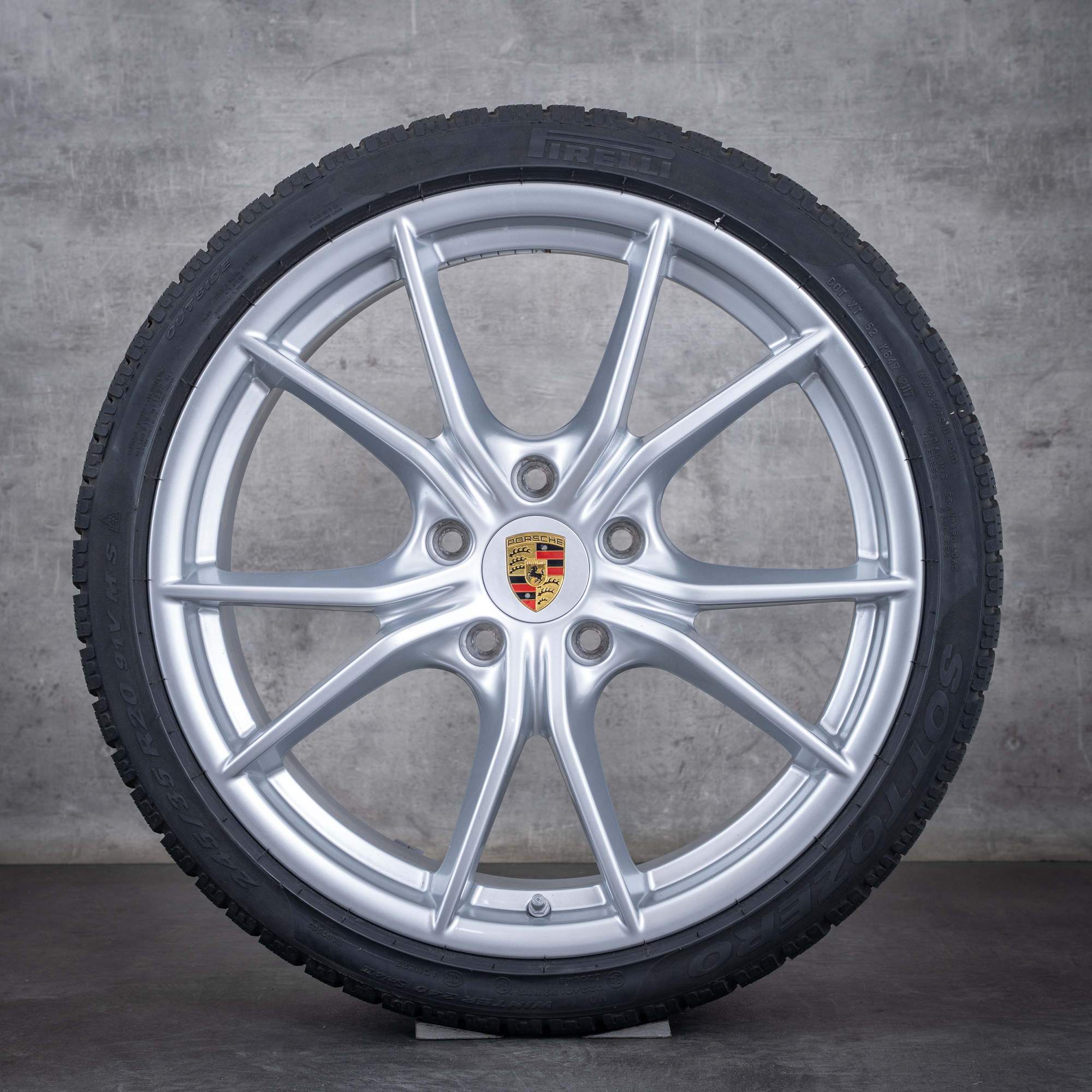 Alkuperäiset Porsche 991 II talvirenkaat 20 tuuman Carrera 4 & S GTS vanteet 99136271000 99136276003 silver glossy