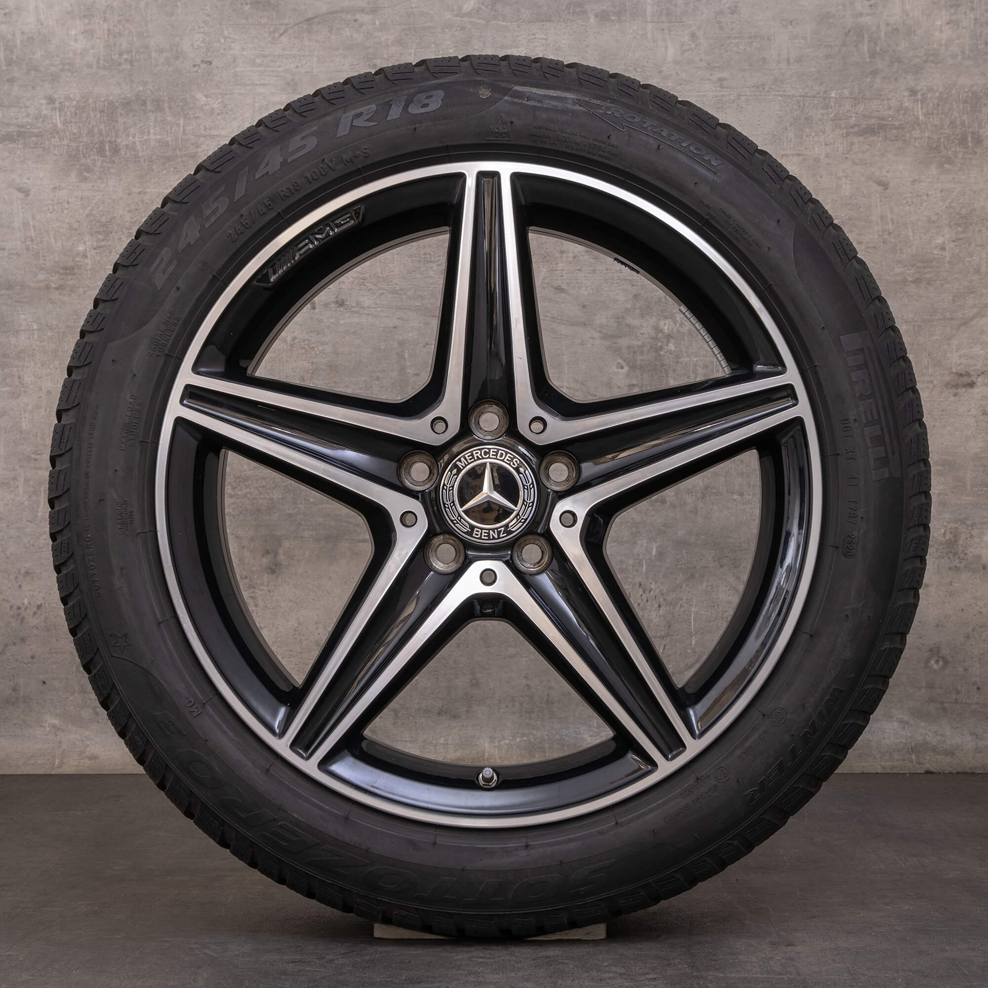 Orijinal Mercedes Benz E-Serisi AMG kış jant lastik 18 inç W213 S213 A238 C238 E300 jantlar A2134011800 A2134011900 siyah parlak tornalanmış