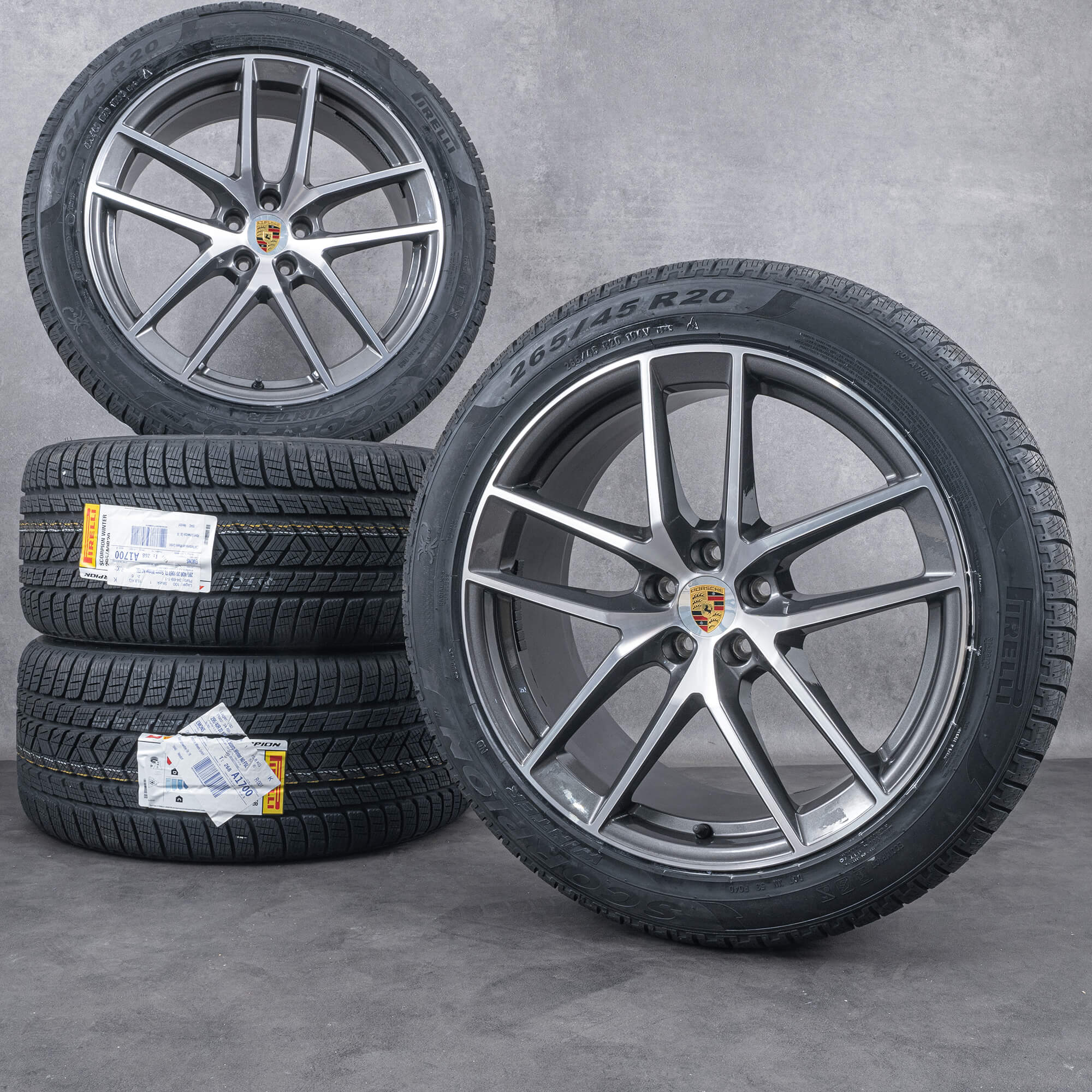 Original Porsche Macan III Winterräder 20 Zoll Felgen 95B601025EJ 95B601025EK titan dunkel metallic NEU