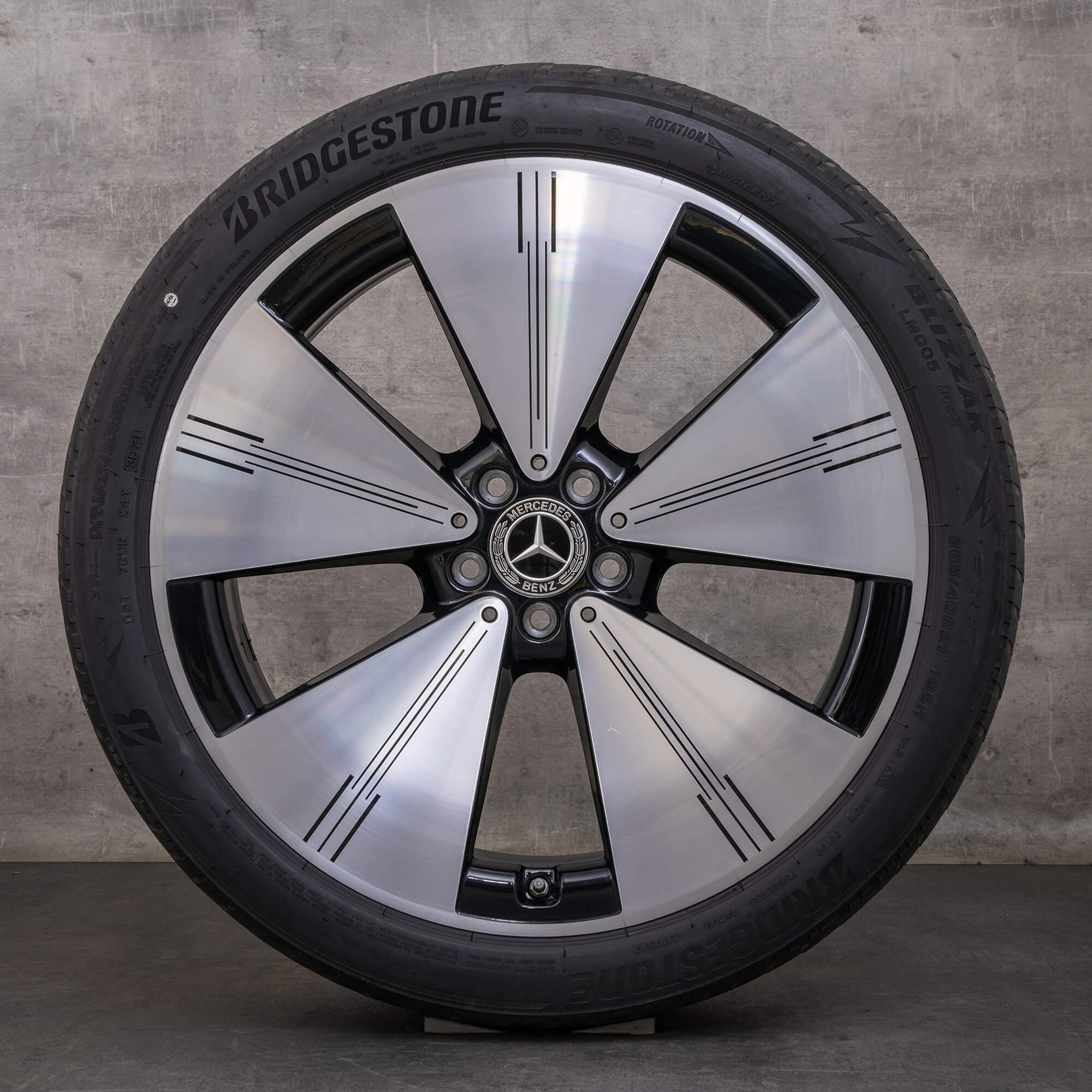 Alkuperäiset Mercedes Benz EQS talvirenkaat 21 tuuman V297 vanteet A2974011100 musta Kiillotettu