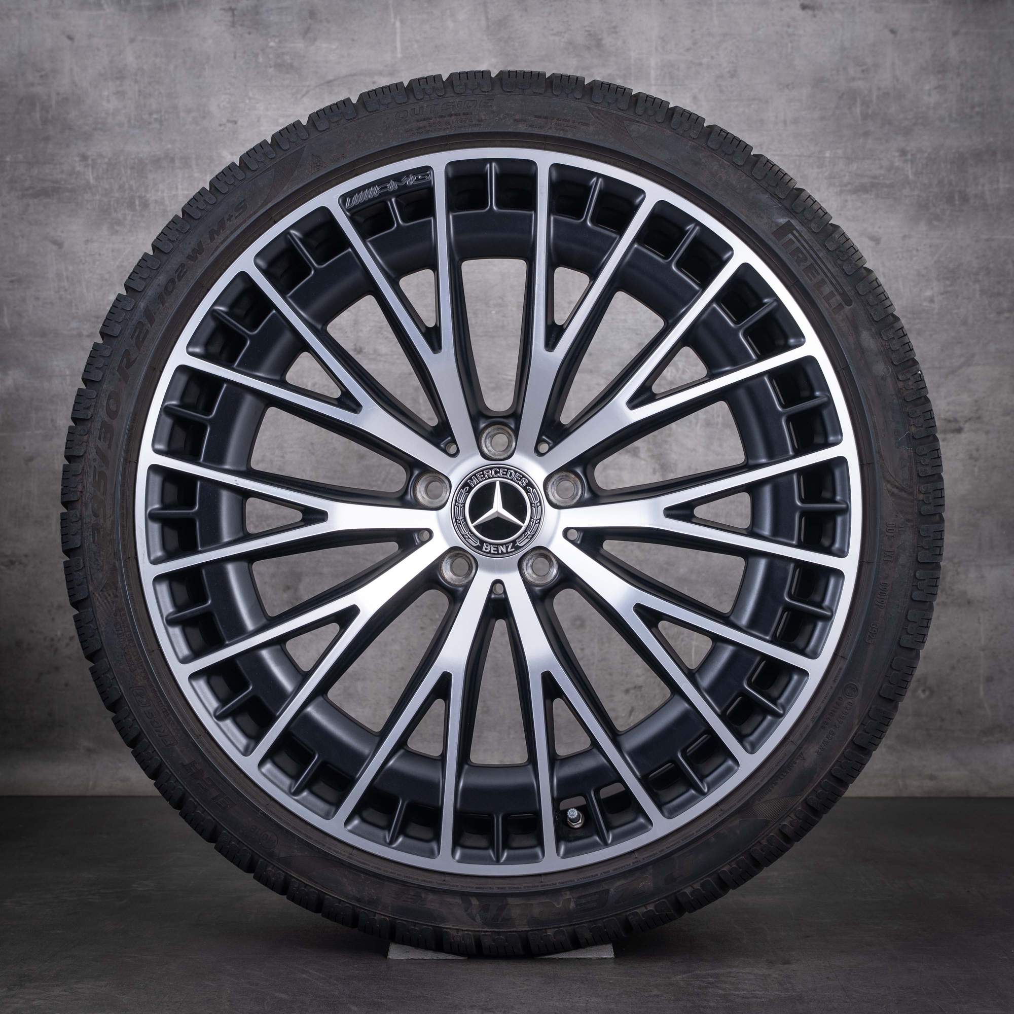 OEM Mercedes-Benz EQE 43 53 AMG winter wheels 21inch V295 4Matic rims A2954012900 A2954013000 Matte Black Diamond Cut Finish