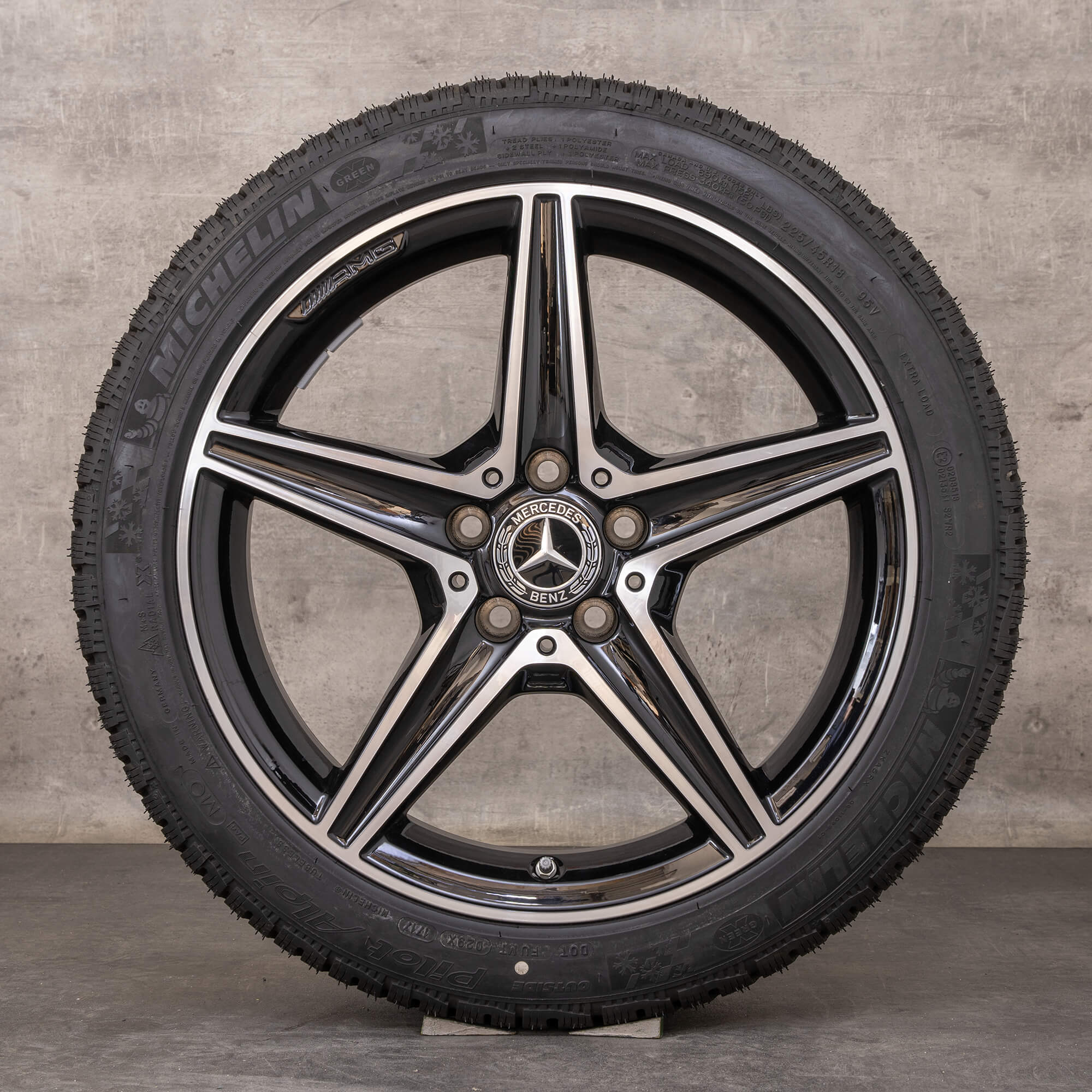 Alkuperäiset Mercedes Benz C-sarjan AMG C43 C450 Sport talvirenkaat 18 tuuman W205 S205 C205 A205 vanteet A2054014800 A2054011100 musta kiillotettu käännetty