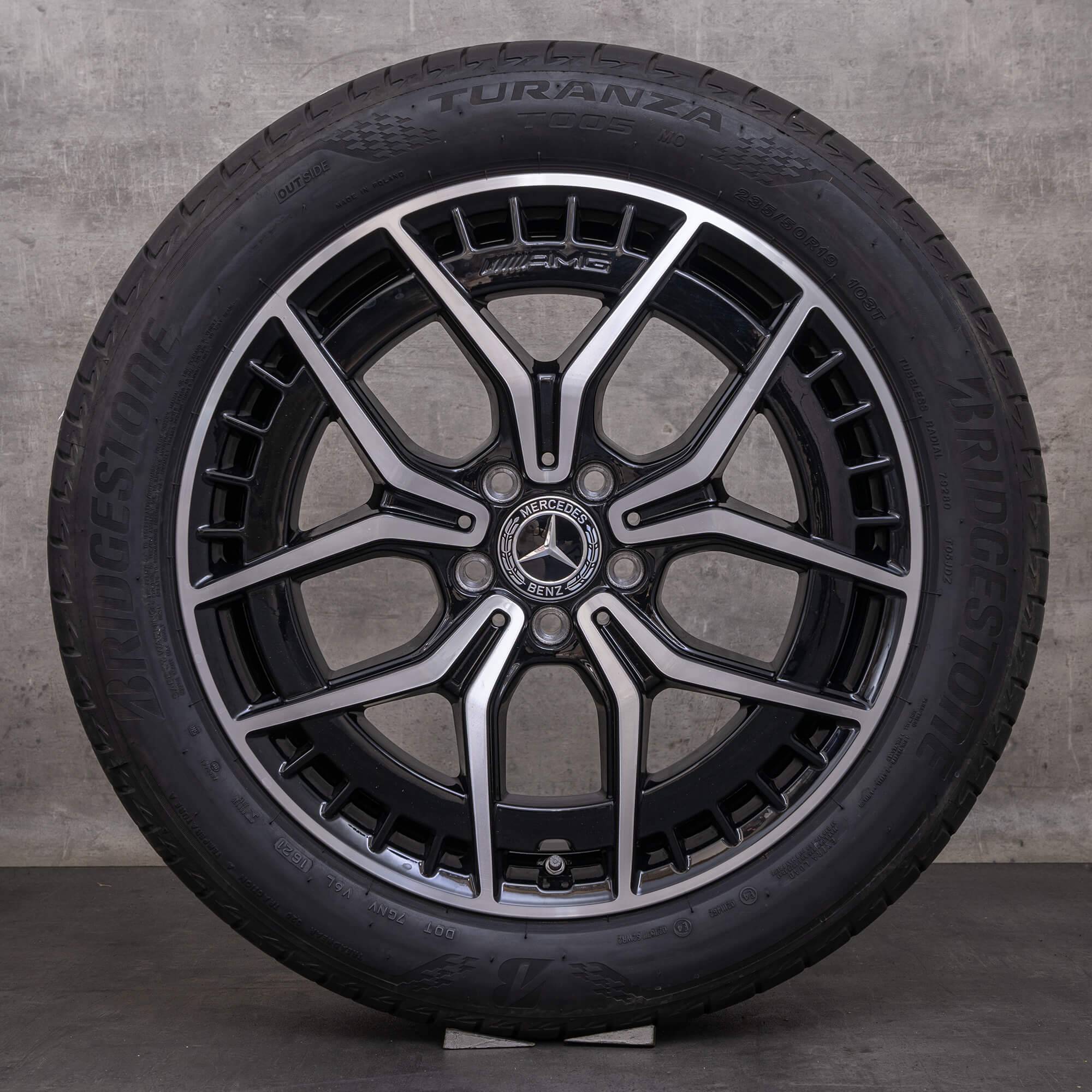Oryginał Mercedes Benz EQA EQB AMG felgi 19 cali H243 X243 koła letnie A2434010500 czarne Polerowane