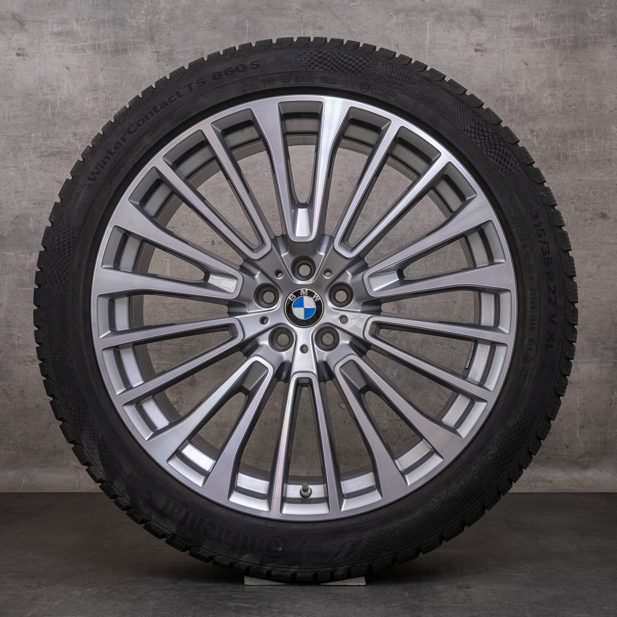 Originale BMW X7 fælge 22 tommer G07 sommerdæk styling 757 6885144 6885463 sort poleret